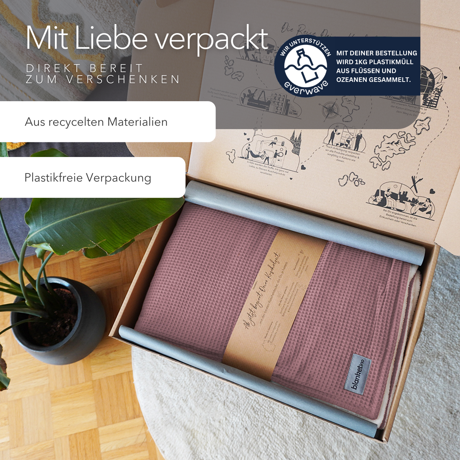 Kuscheldecke "Vollkommen" Altrosa · Sandweiß
