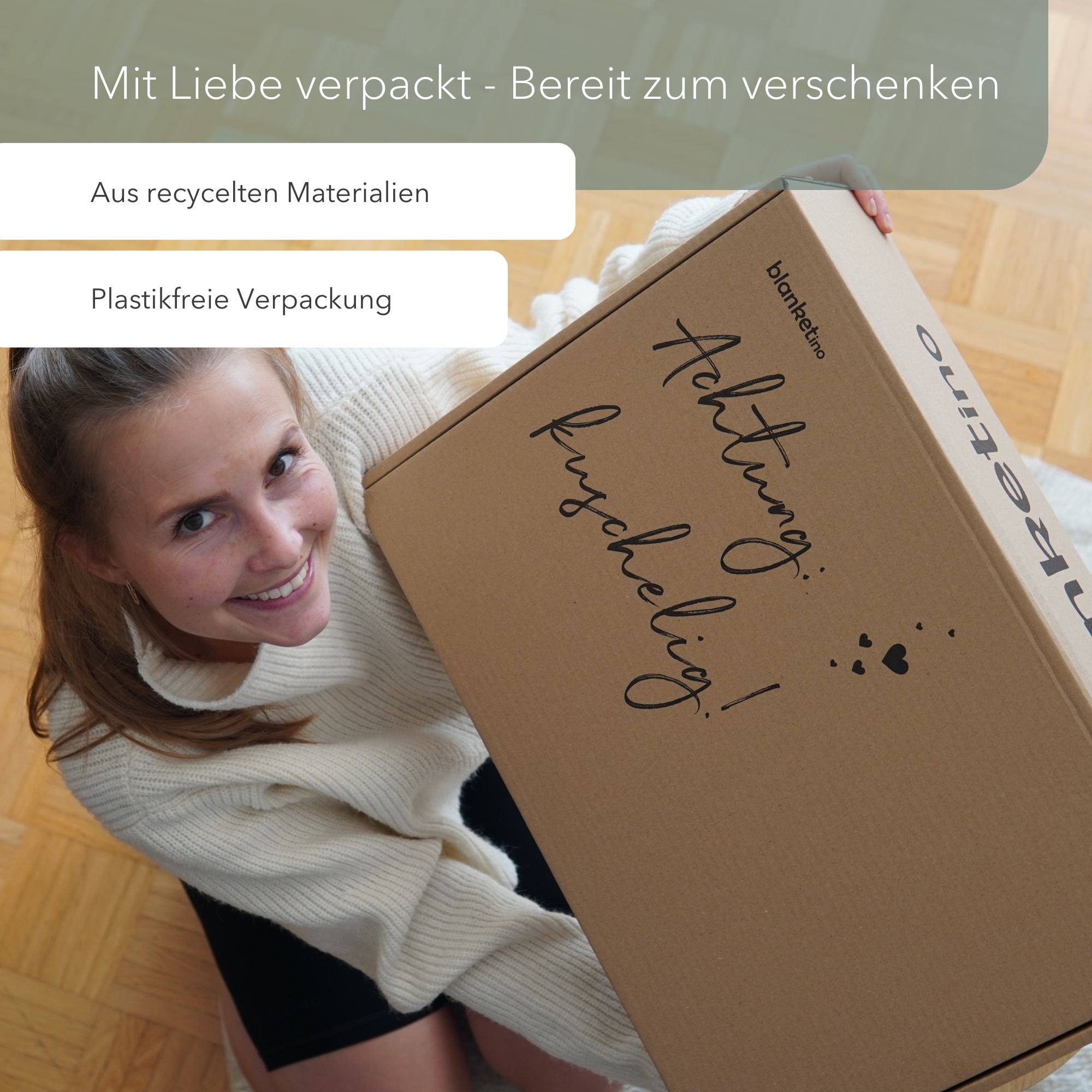 Kuscheldecke mit Ärmeln · Baumwollstrick · Seegrün