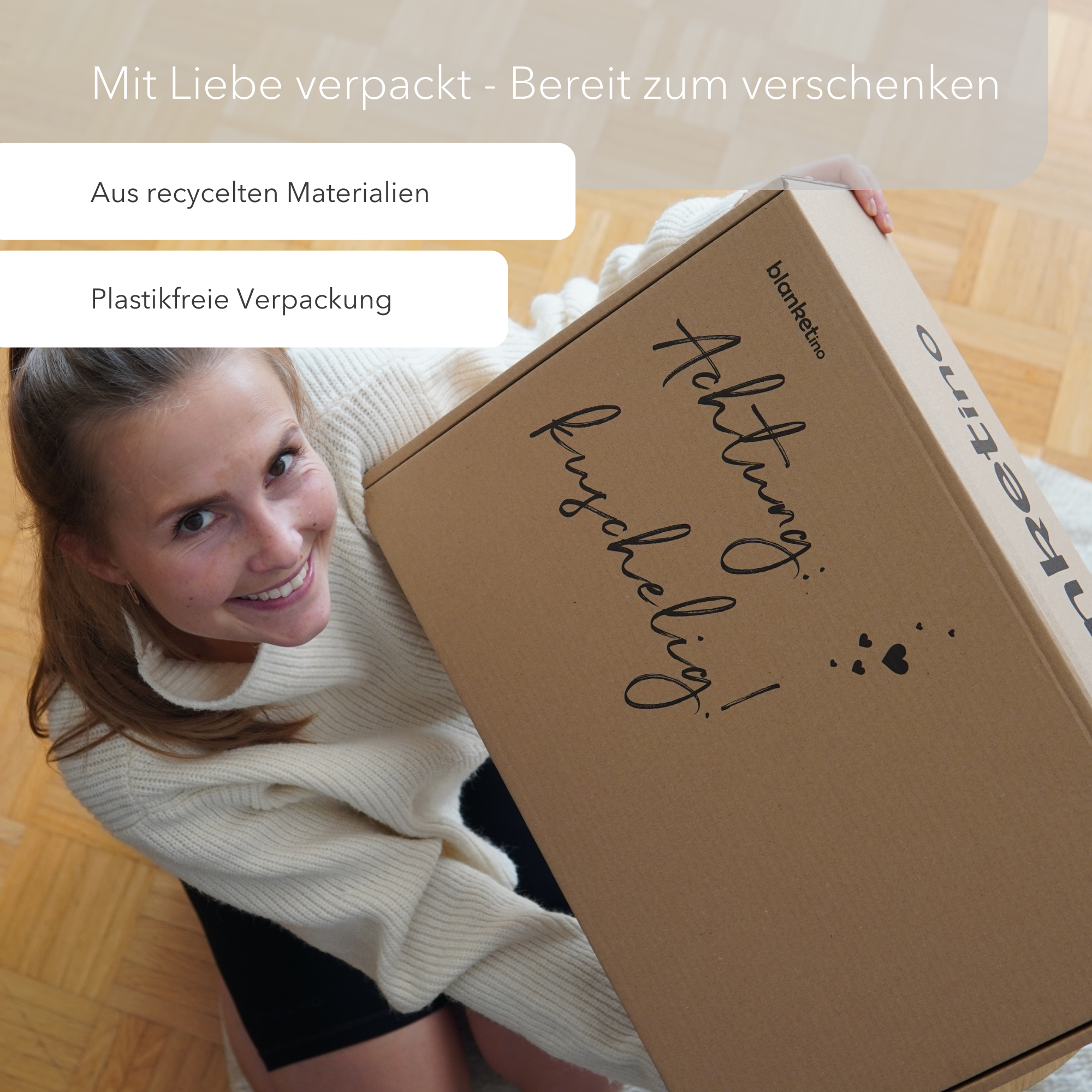 Kuscheldecke mit Ärmeln · Baumwollstrick · Seidengrau