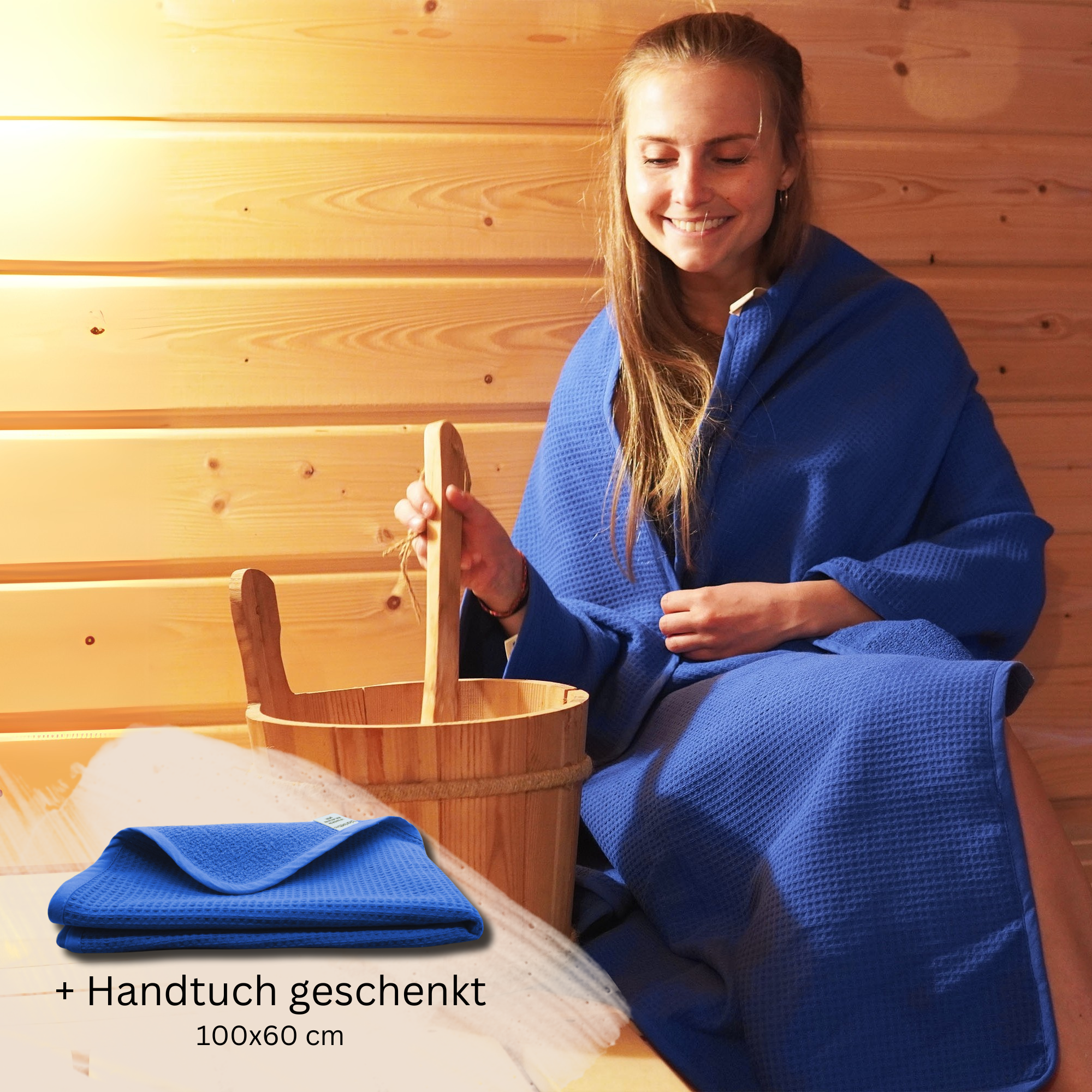 Saunahandtuch aus 100% Baumwolle • 80 x 200 cm • Azurblau