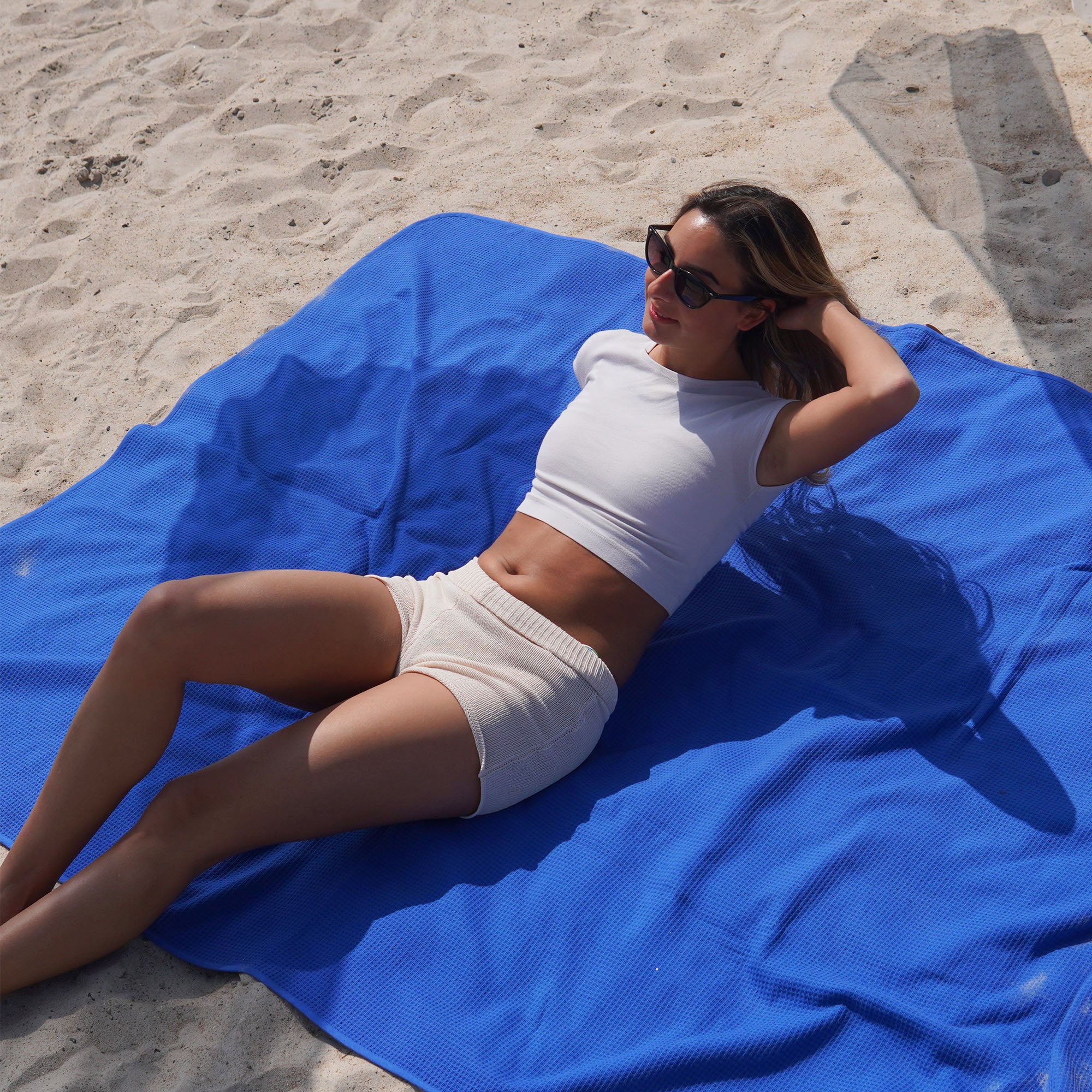 Strandhandtuch XL aus 100% Baumwolle • 145 x 200 cm • Azurblau