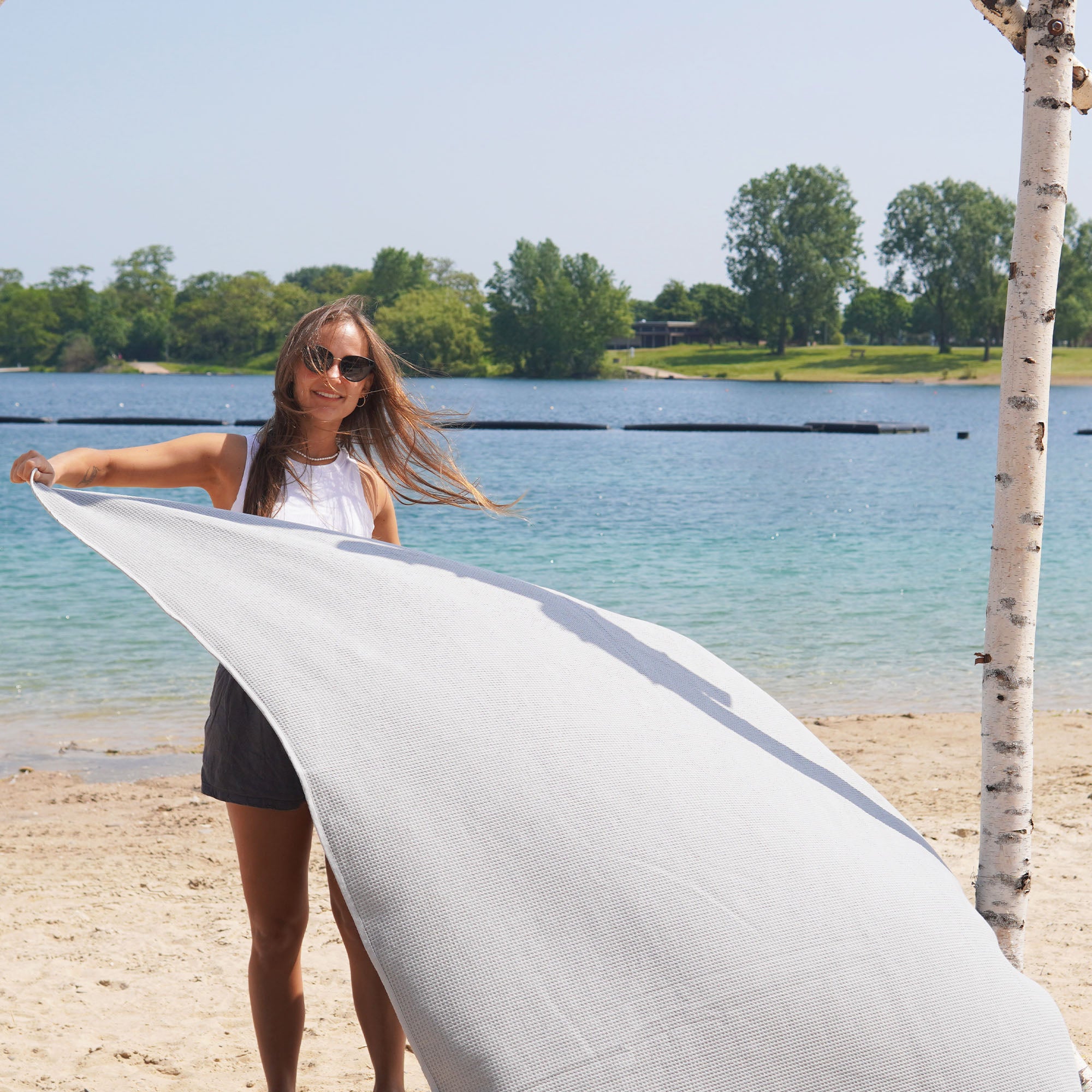 Strandhandtuch XL aus 100% Baumwolle • 145 x 200 cm • Steingrau