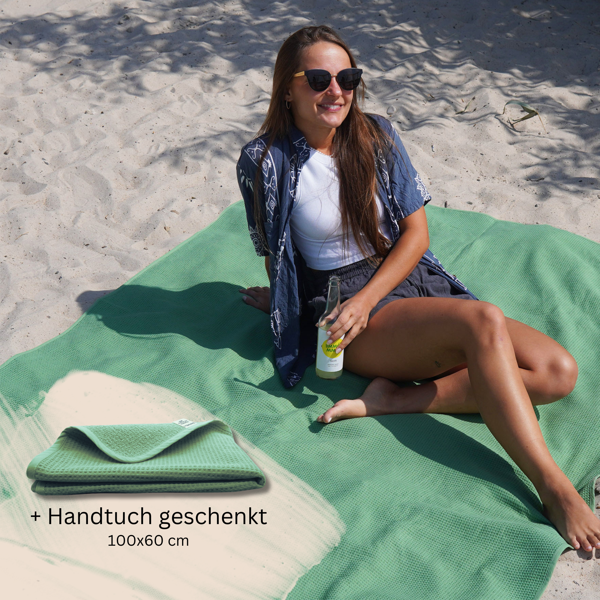 Strandhandtuch XL aus 100% Baumwolle • 145 x 200 cm • Seegrasgrün