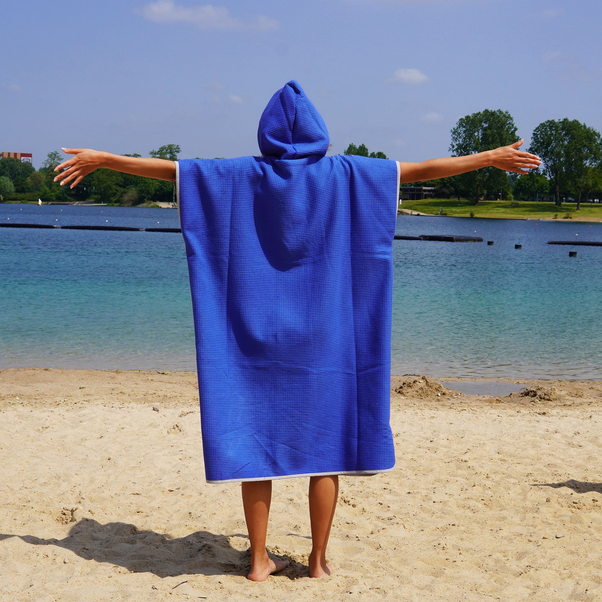 Poncho für Strand und Sauna • Azurblau