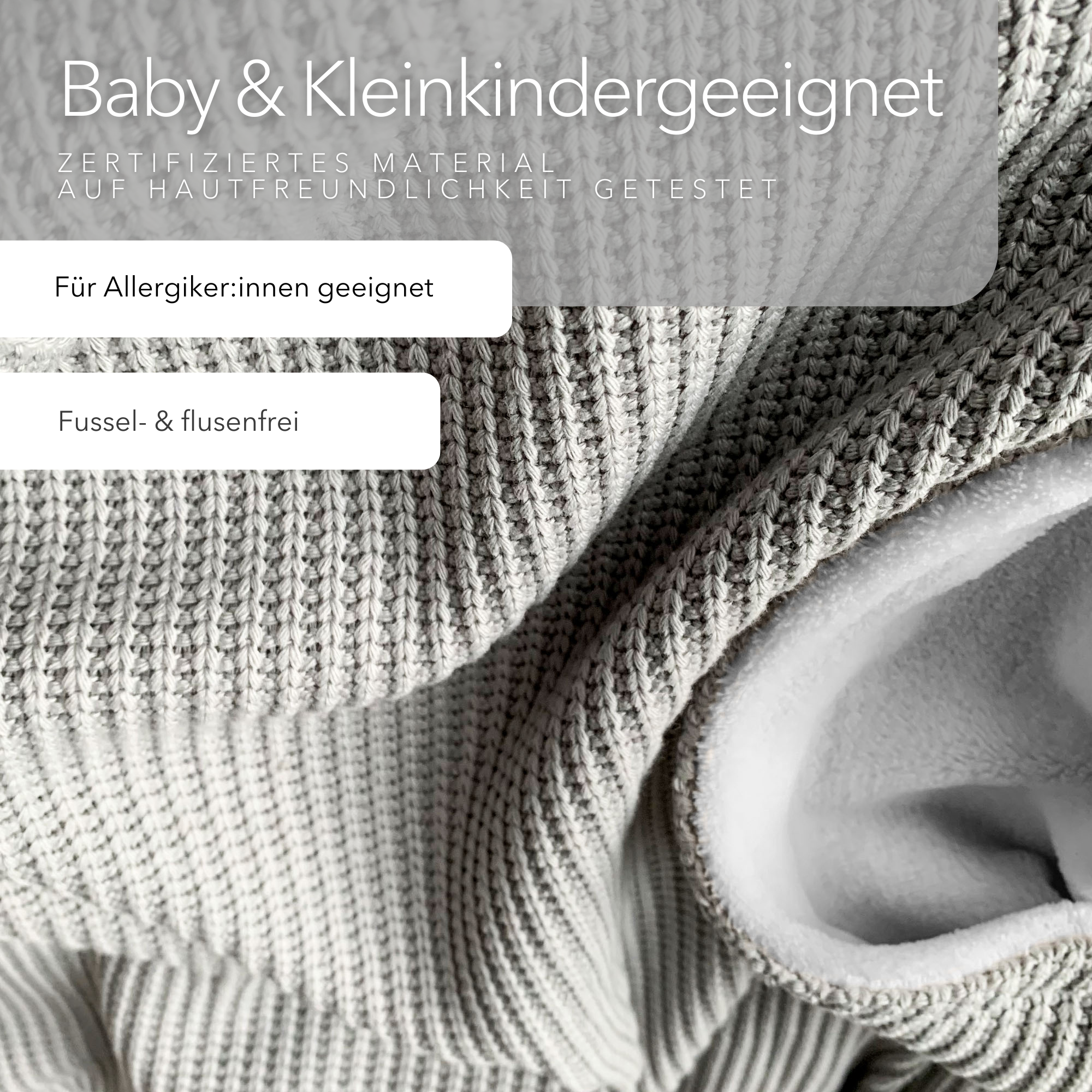 Kuscheldecke mit Baumwollstrick • Grau-Gletschergrau