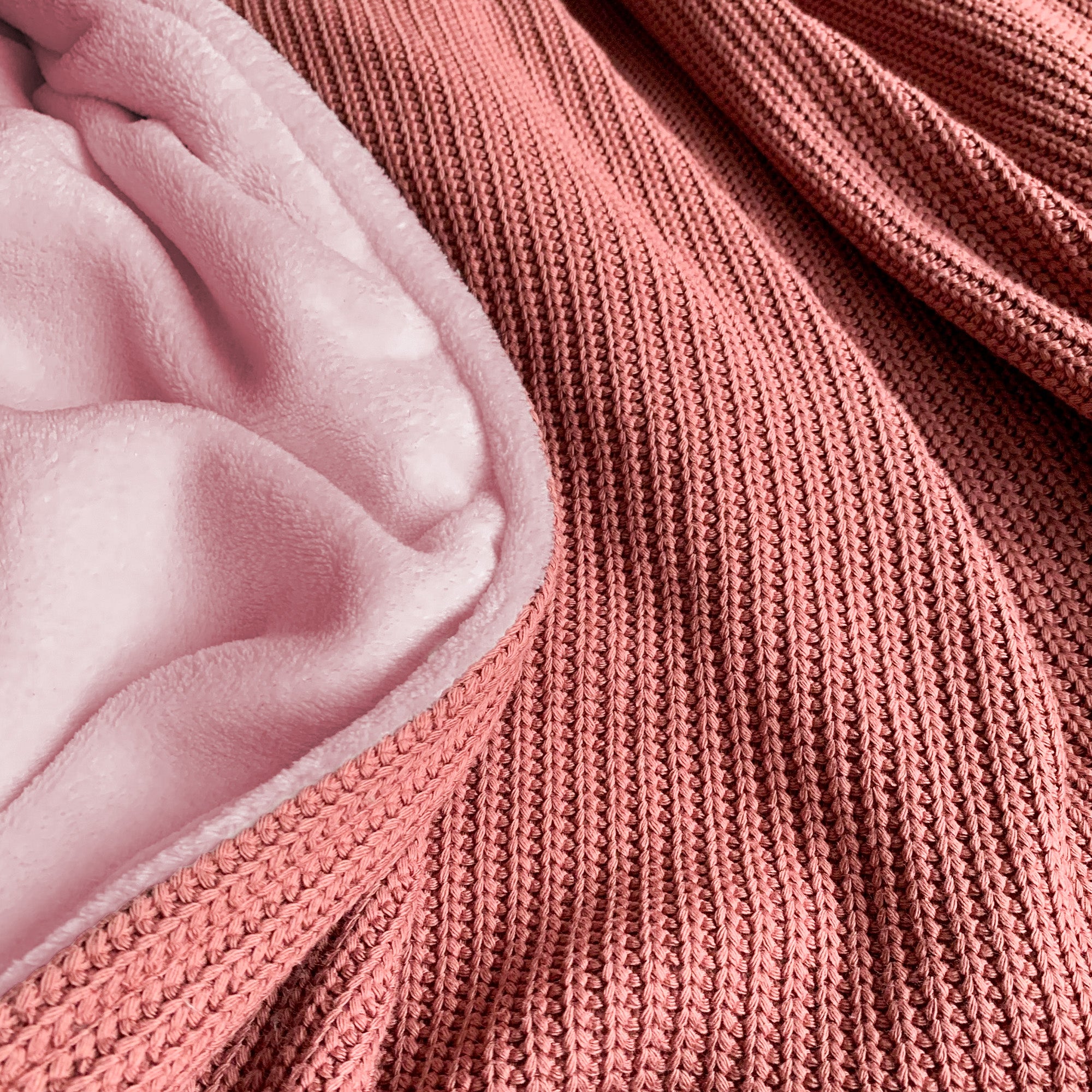 Kuscheldecke mit Baumwollstrick • Mauve