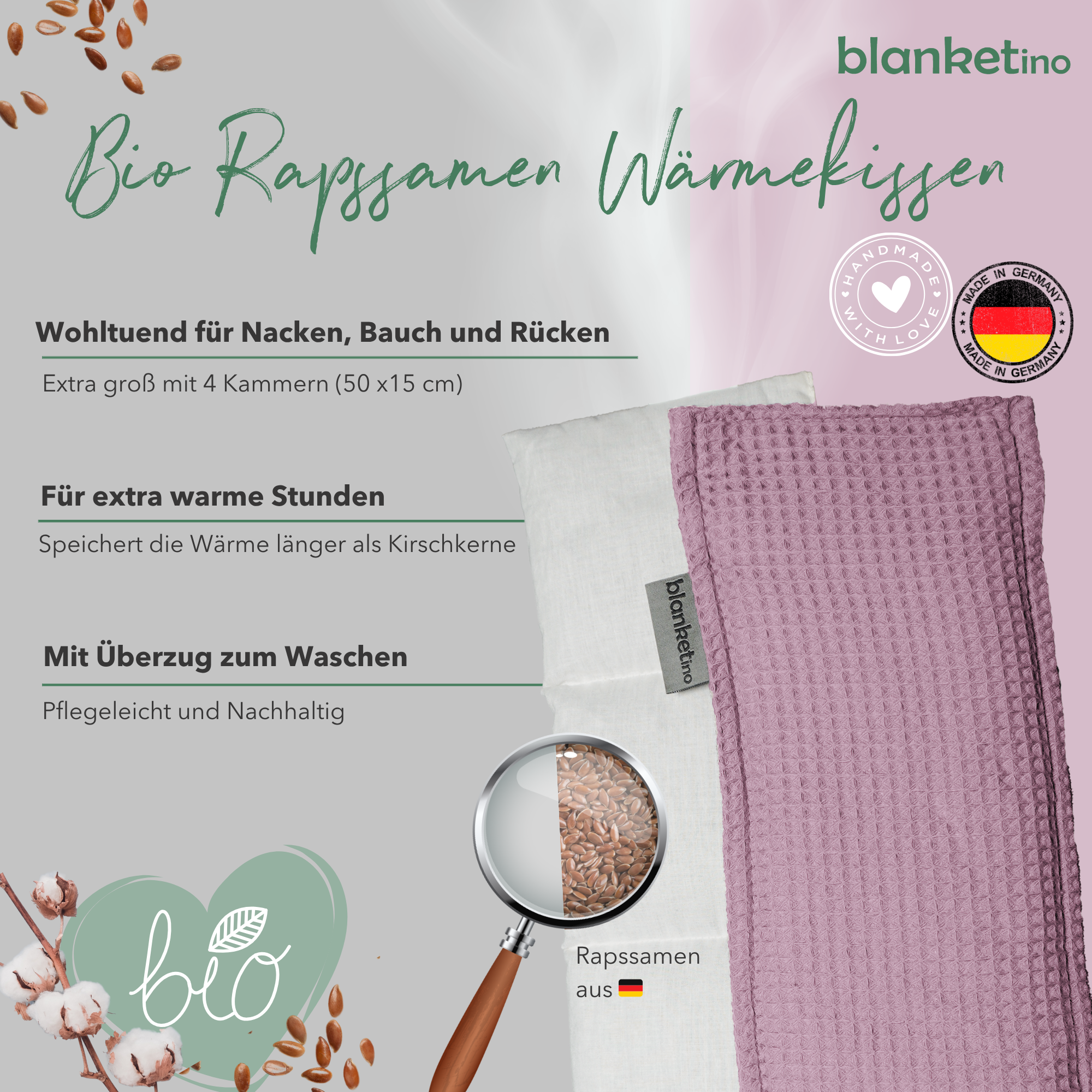 Bio Wärmekissen mit Rapssamen