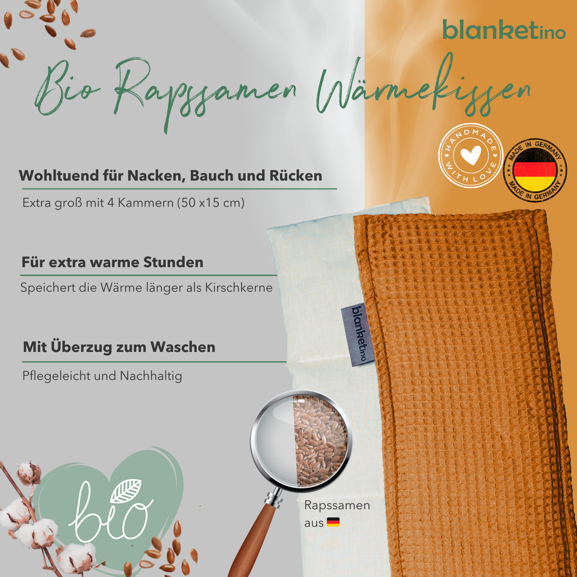 Bio Wärmekissen mit Rapssamen
