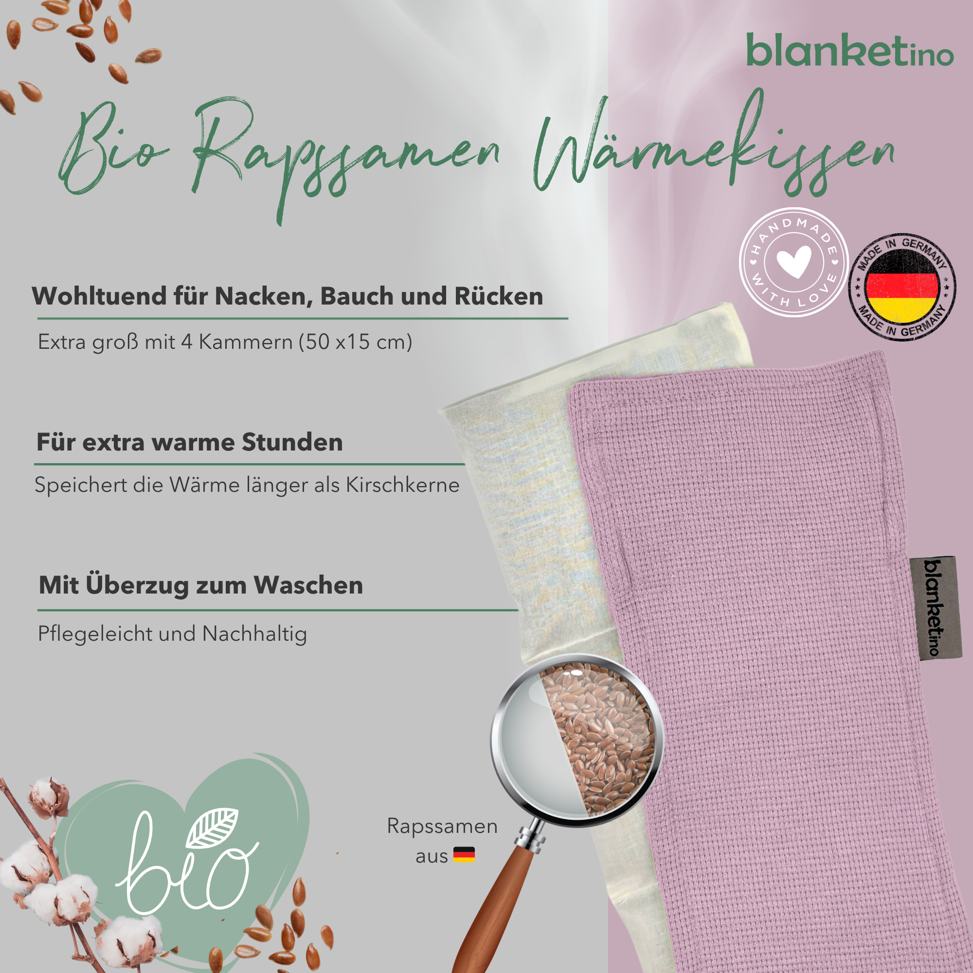 Bio Wärmekissen mit Rapssamen