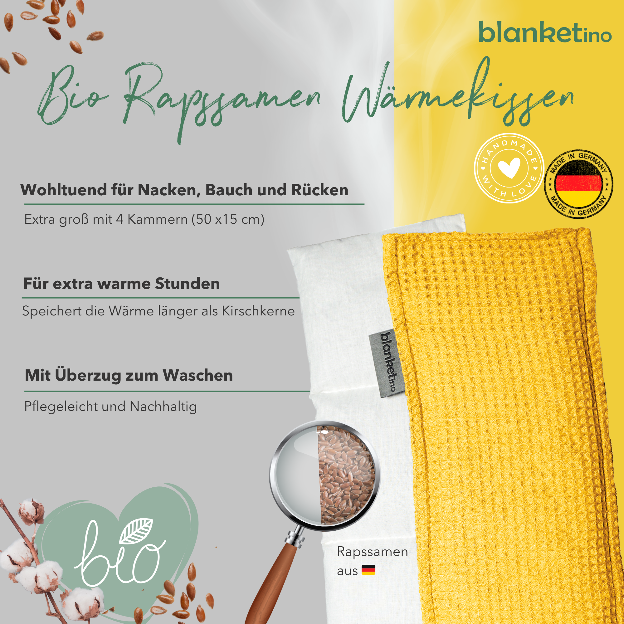 Bio Wärmekissen mit Rapssamen