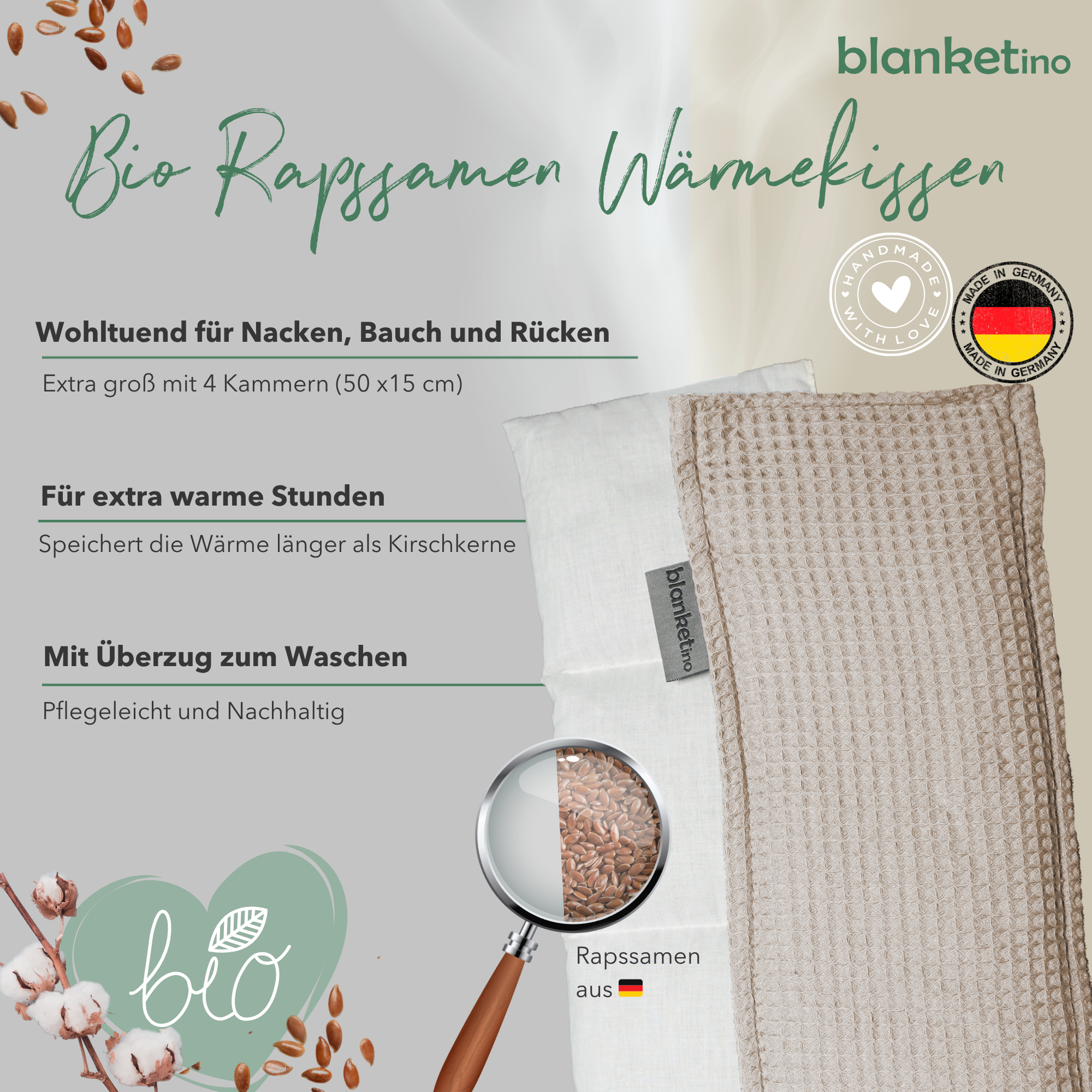 Bio Wärmekissen mit Rapssamen
