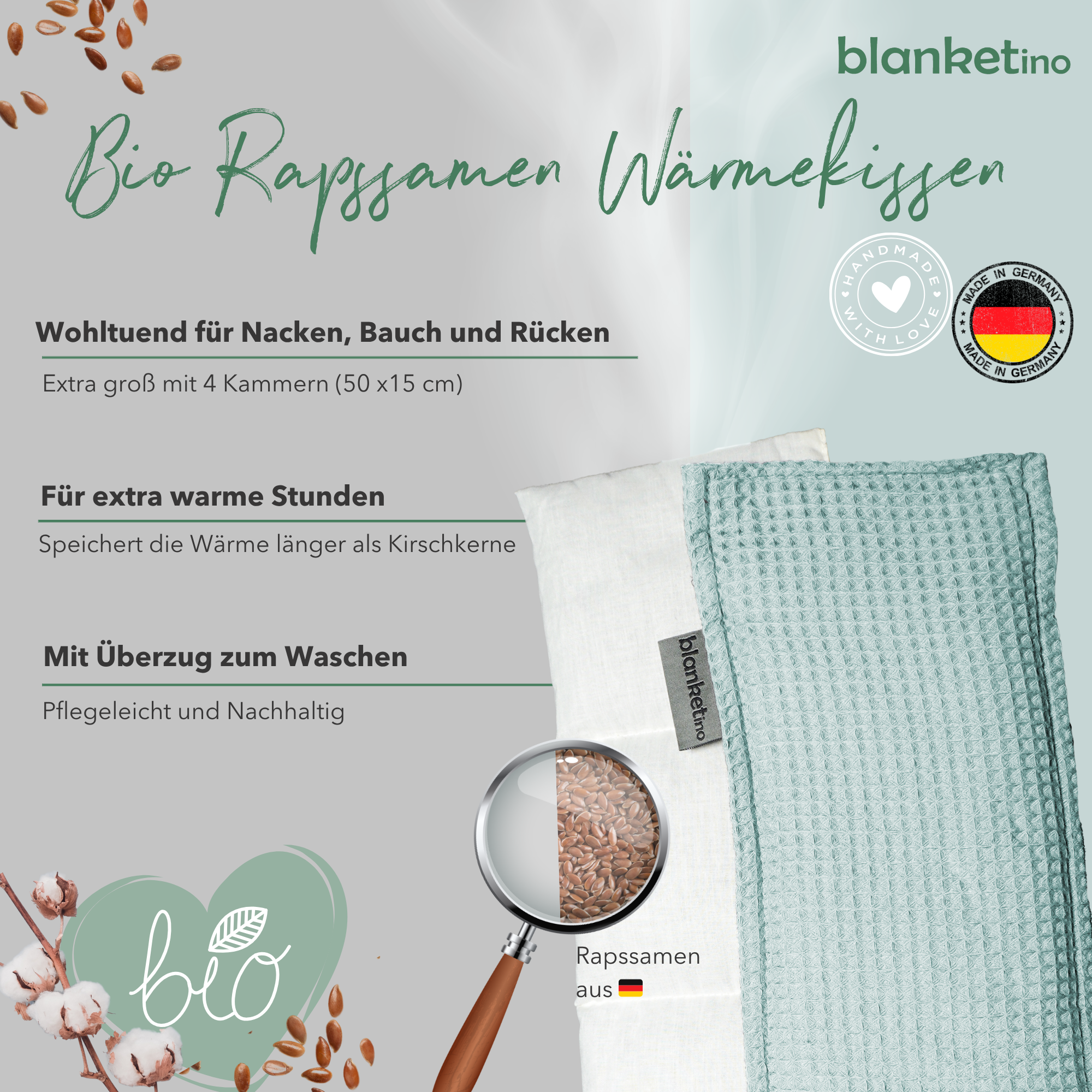 Bio Wärmekissen mit Rapssamen