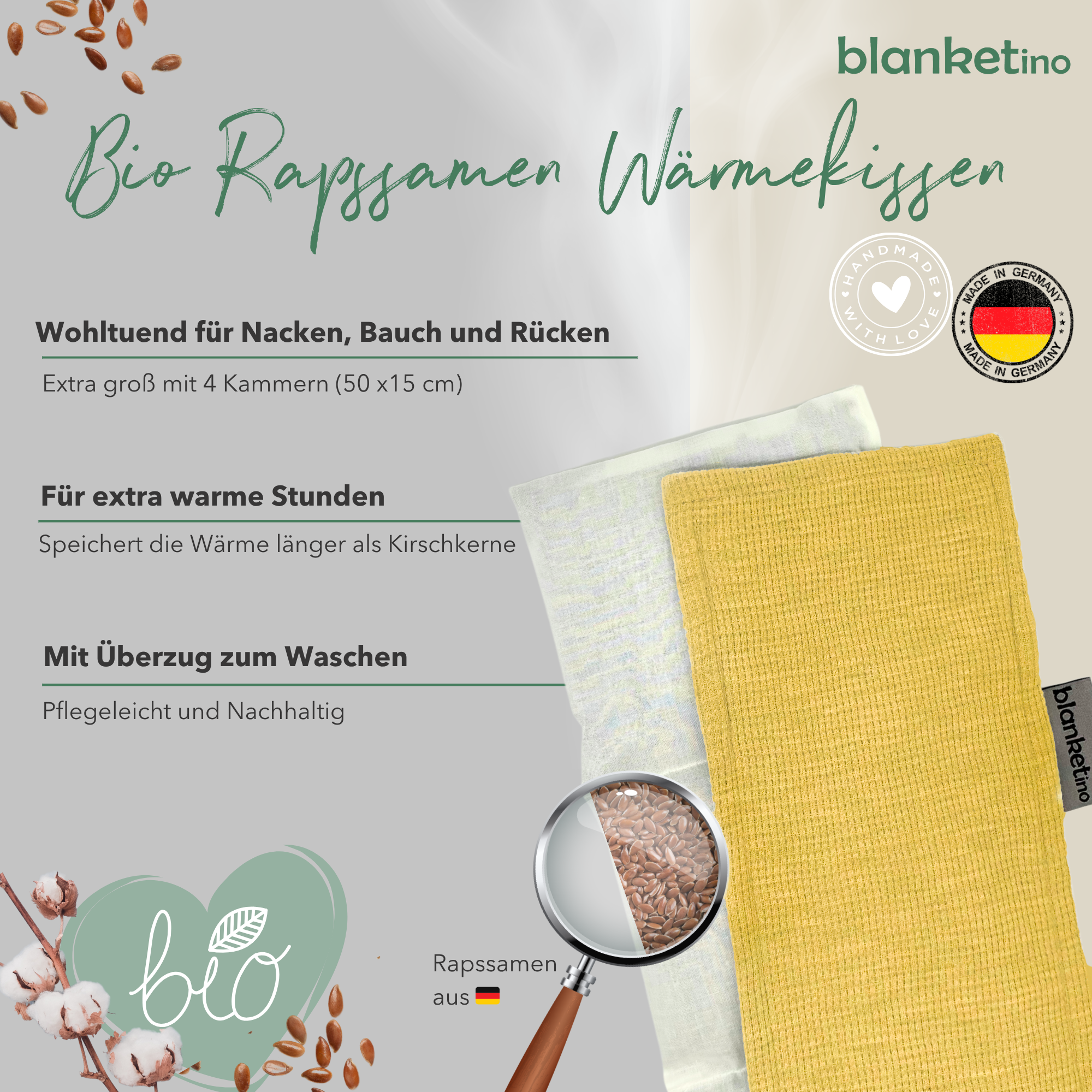 Bio Wärmekissen mit Rapssamen