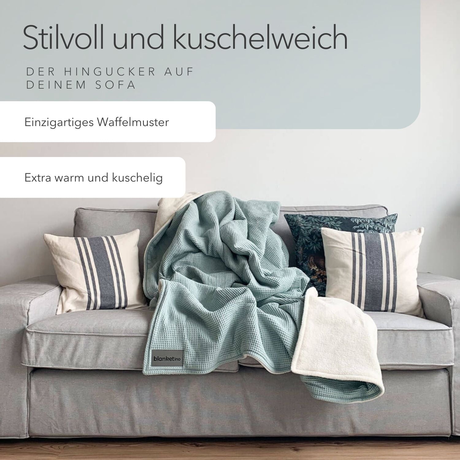 Kuscheldecke "Extra lang" • 145 x 230 cm • Mint • Sandweiß