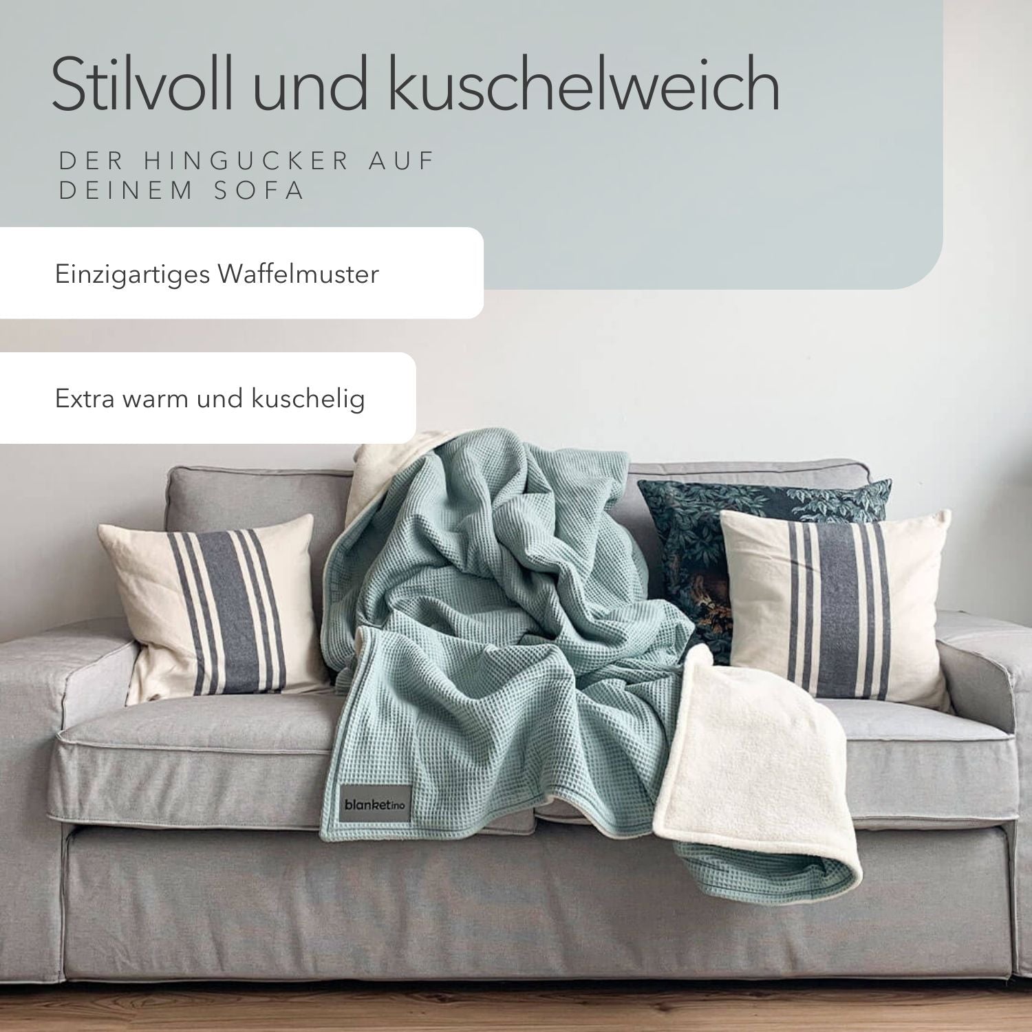 Kuscheldecke "Vollkommen" Mint · Sandweiß