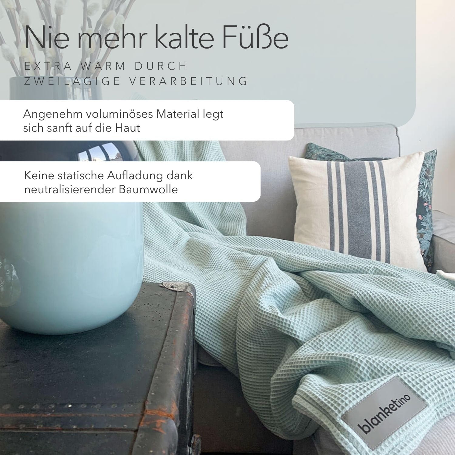 Kuscheldecke "Vollkommen" Mint · Sandweiß