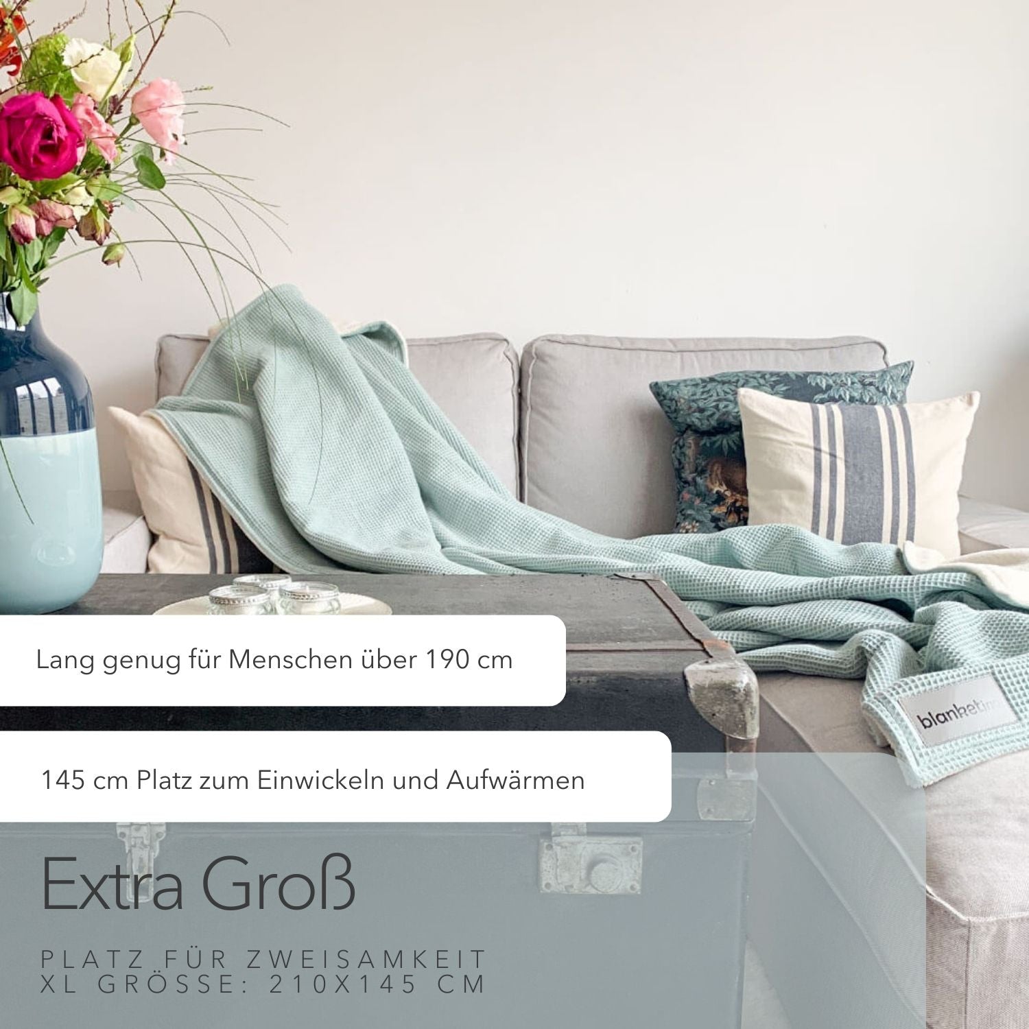 Kuscheldecke "Vollkommen" Mint · Sandweiß