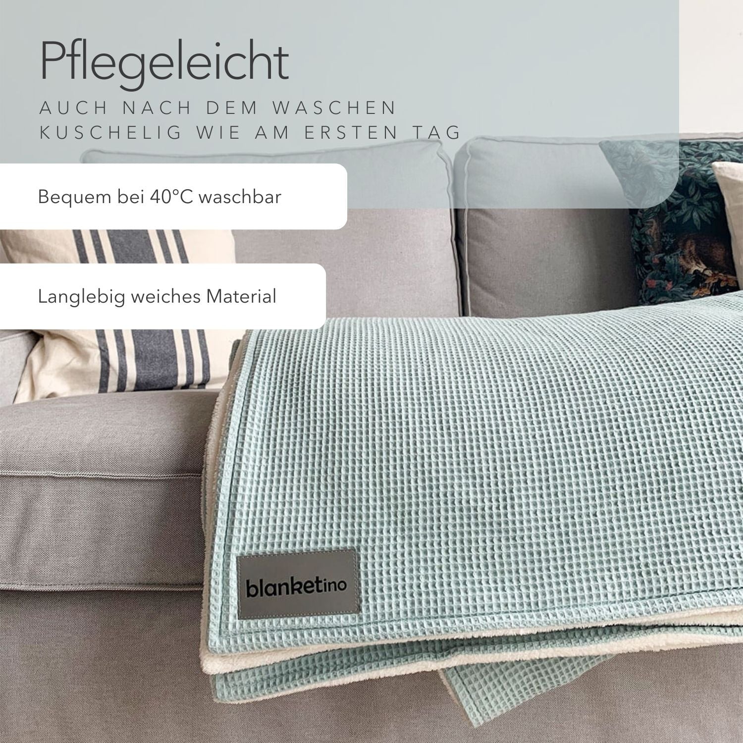 Kuscheldecke "Vollkommen" Mint · Sandweiß