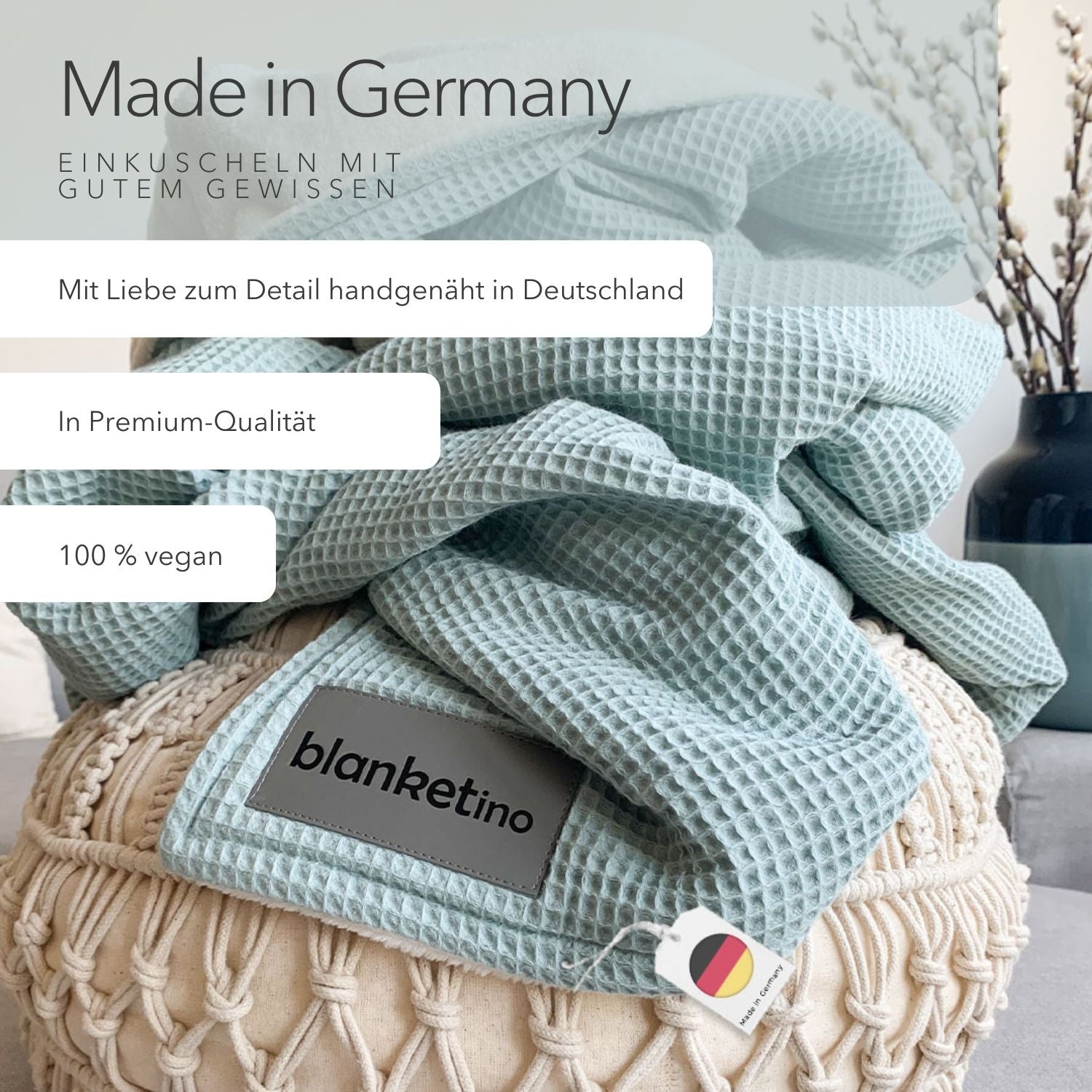 Kuscheldecke "Vollkommen" Mint · Sandweiß