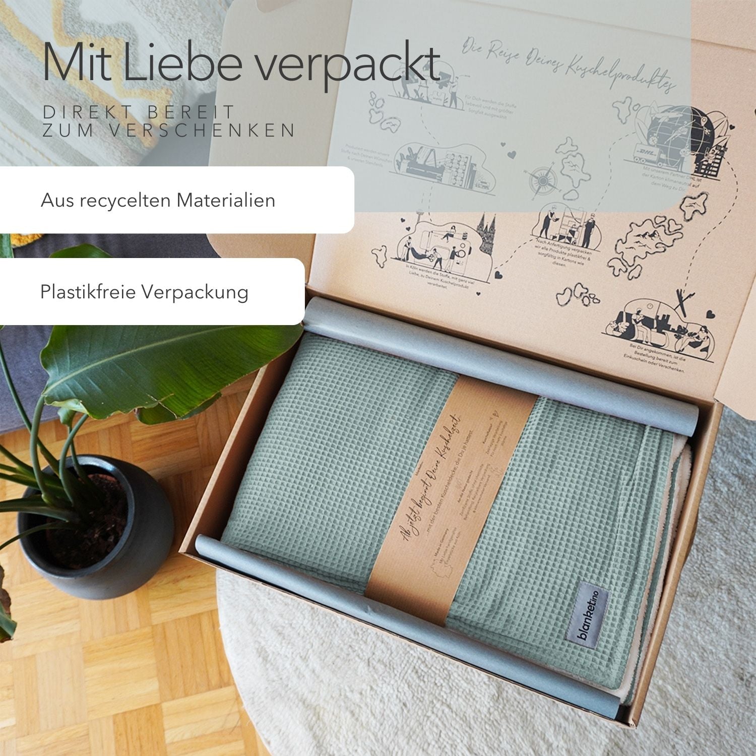 Kuscheldecke "Vollkommen" Mint · Sandweiß