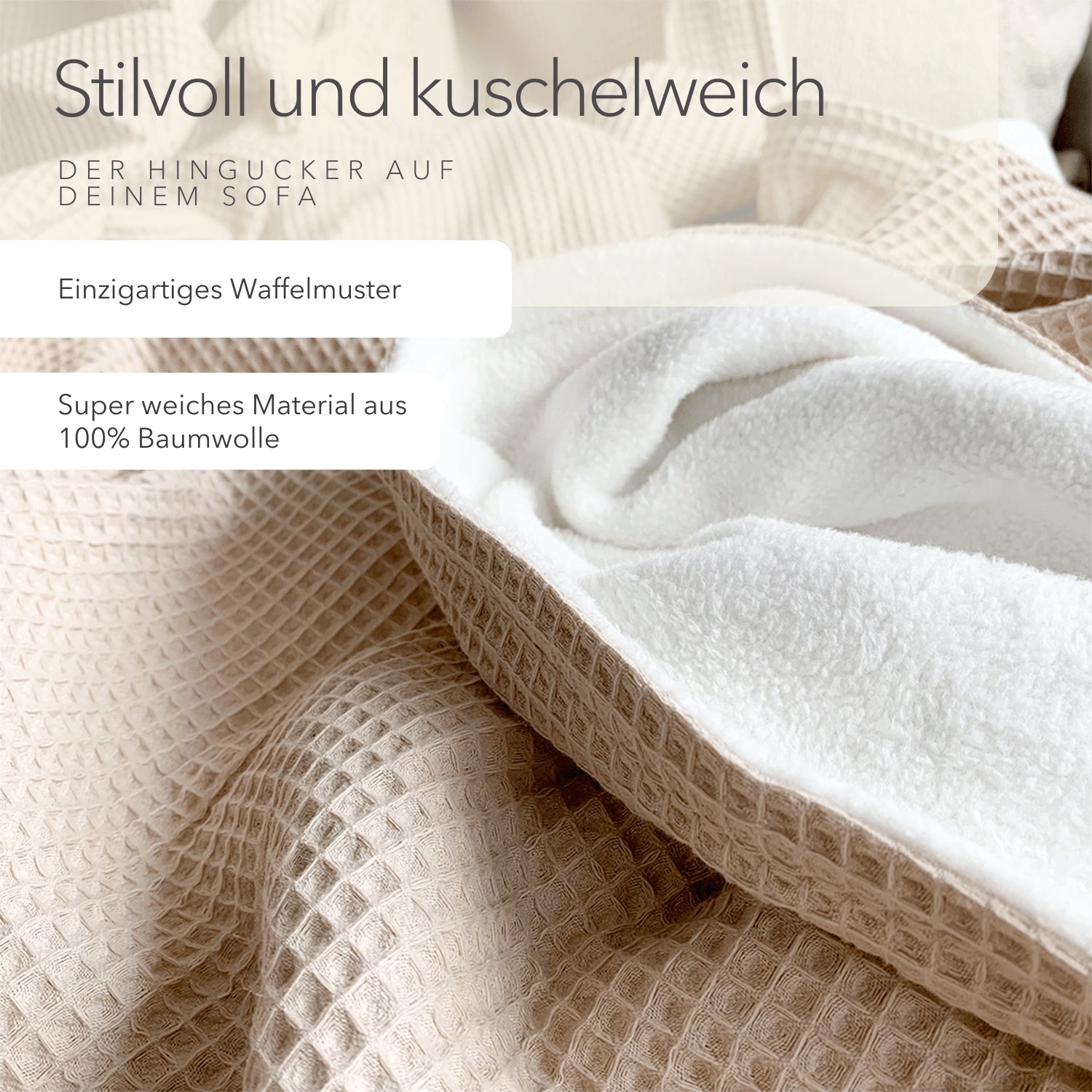 Kuscheldecke "Natur" • 210 x 140 cm • Creme • Sandweiß