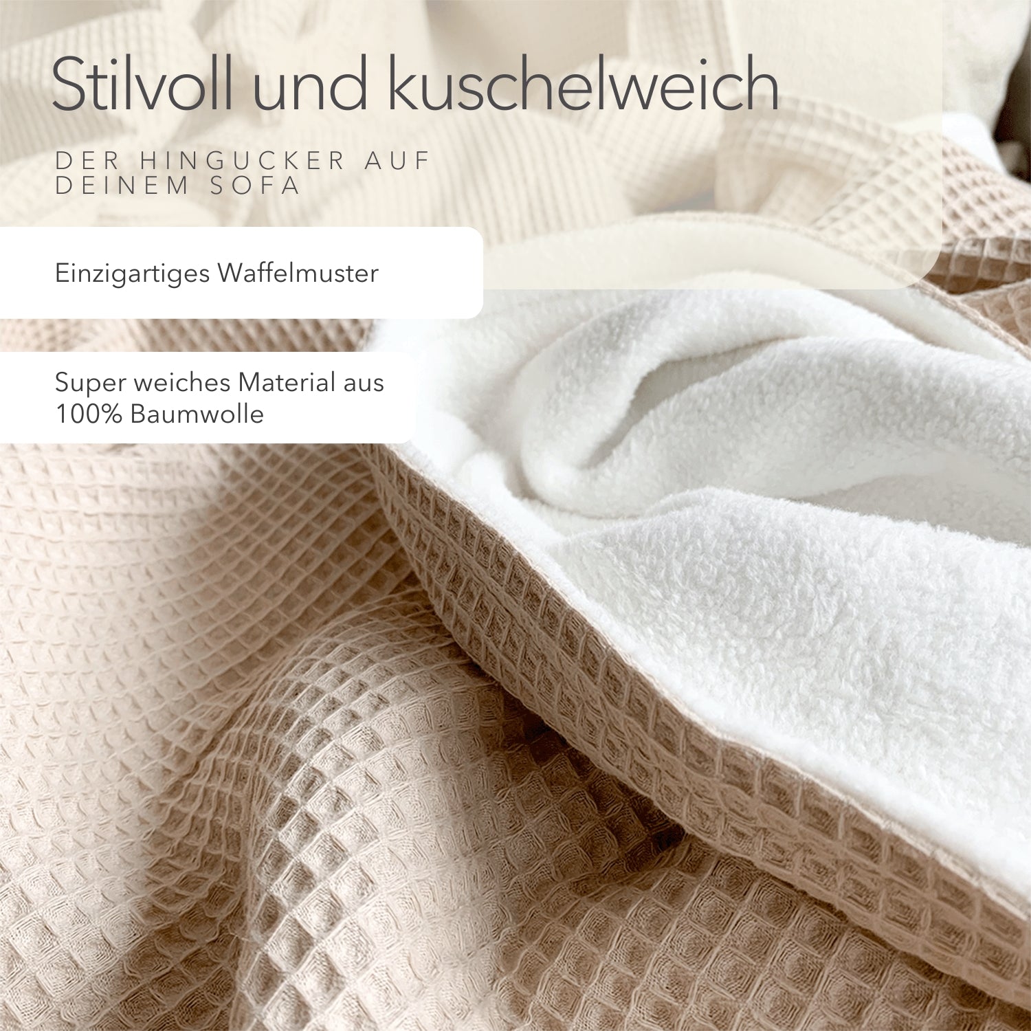 Kuscheldecke "Natur" • 140 x 210 cm • Creme • Sandweiß