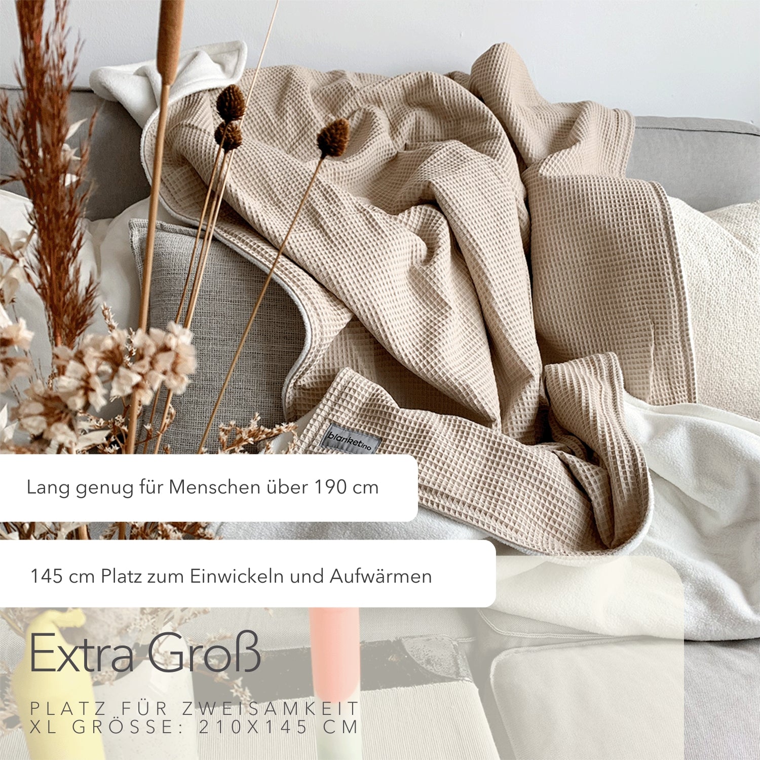 Kuscheldecke "Natur" • 210 x 140 cm • Creme • Sandweiß