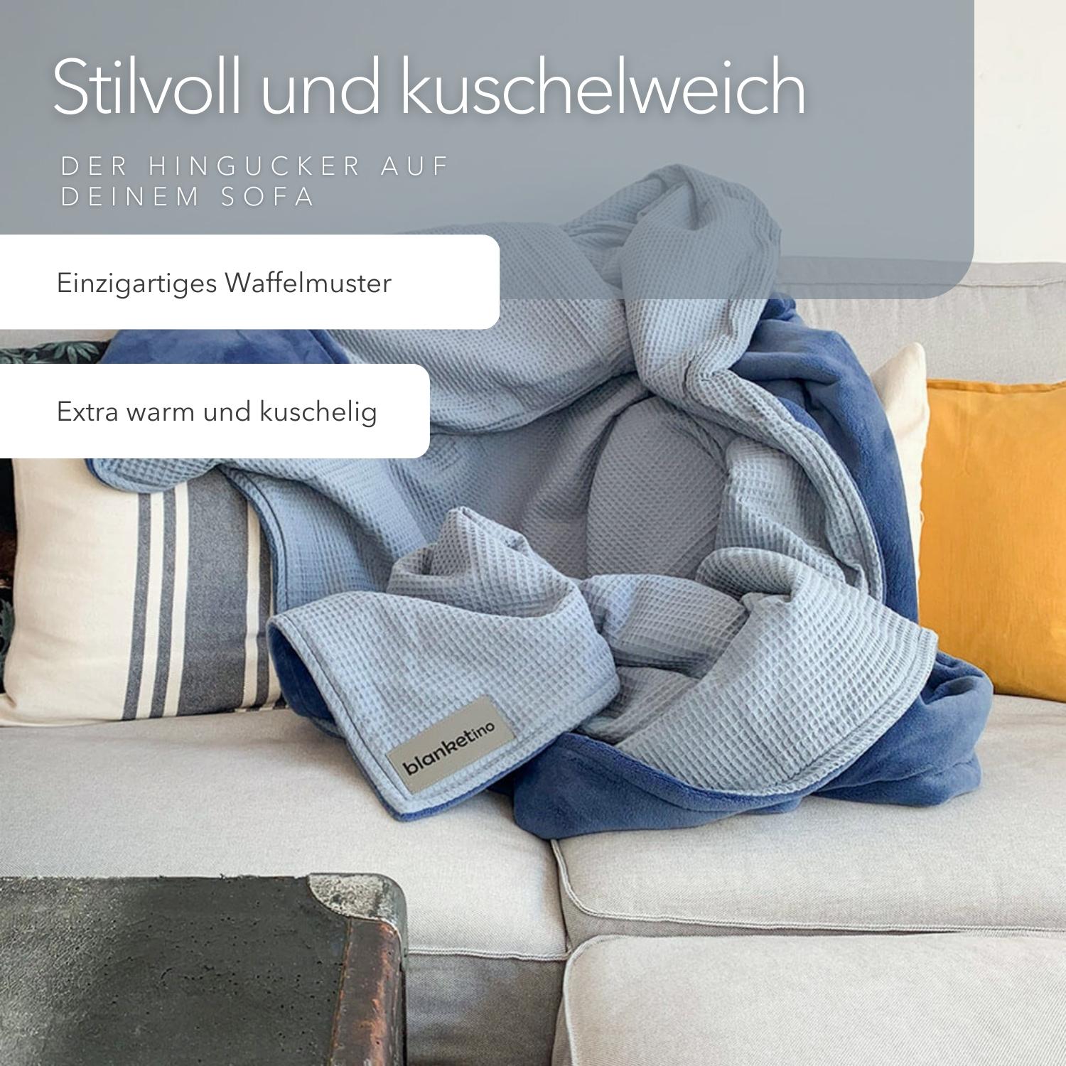 Kuscheldecke "Vollkommen" Wolkenblau · Meeresblau