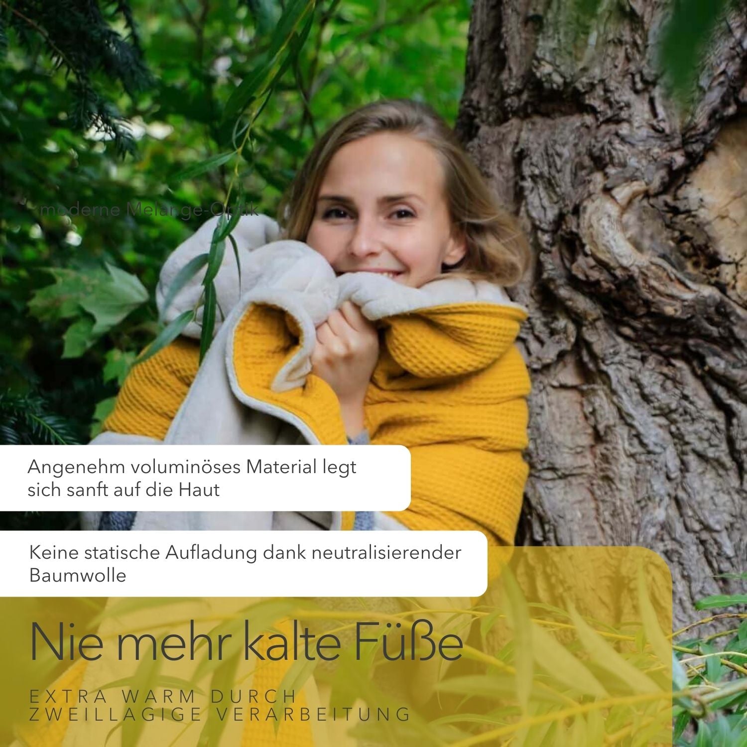 Kuscheldecke "Vollkommen" Ocker Gelb · Sandweiß