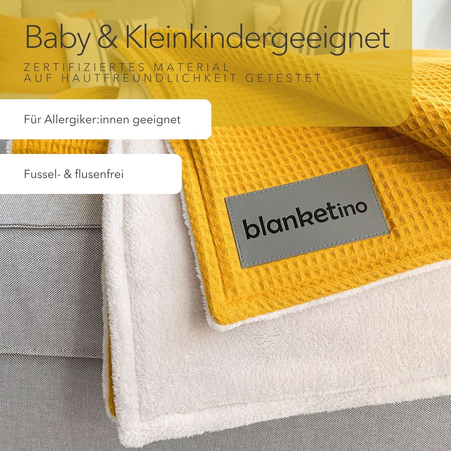 Kuscheldecke "Vollkommen" Ocker Gelb · Sandweiß