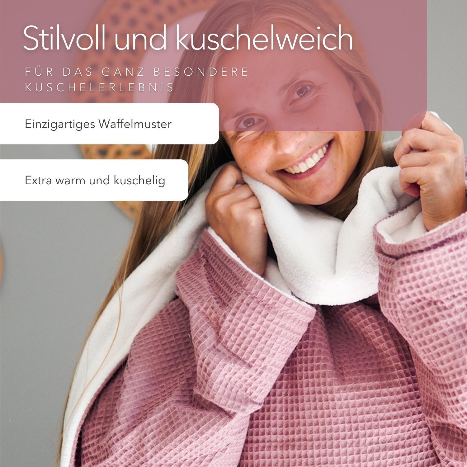 Kuscheldecke mit Ärmeln · Vollkommen · Altrosa · Sandweiß
