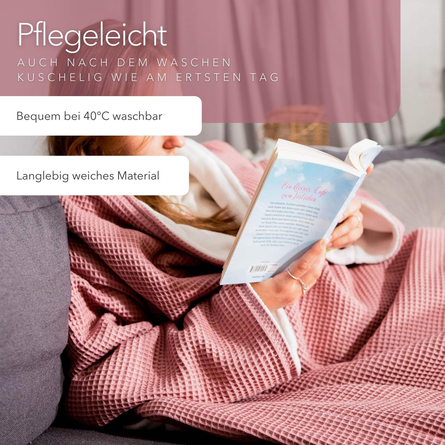 Kuscheldecke mit Ärmeln · Vollkommen · Altrosa · Sandweiß