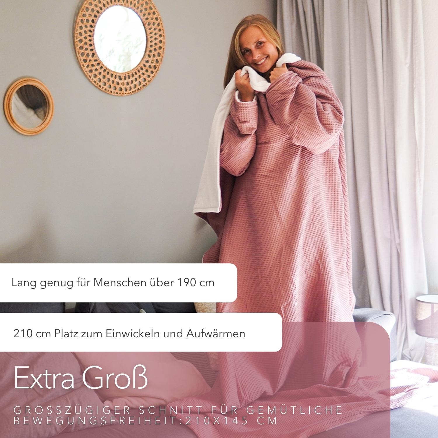 Kuscheldecke mit Ärmeln · Vollkommen · Altrosa · Sandweiß