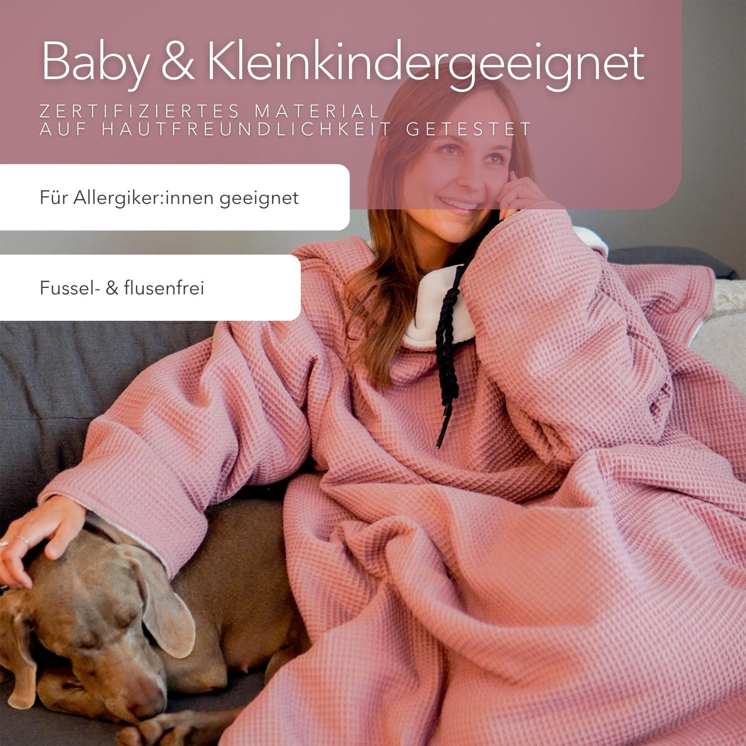 Kuscheldecke mit Ärmeln · Vollkommen · Altrosa · Sandweiß