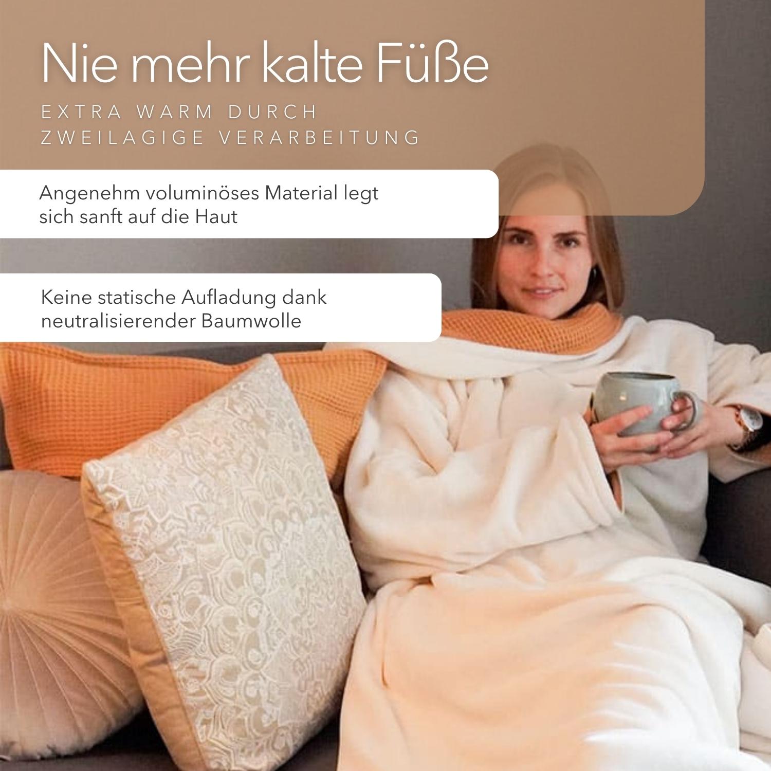 Kuscheldecke mit Ärmeln • Vollkommen • Kamel • Sandweiß