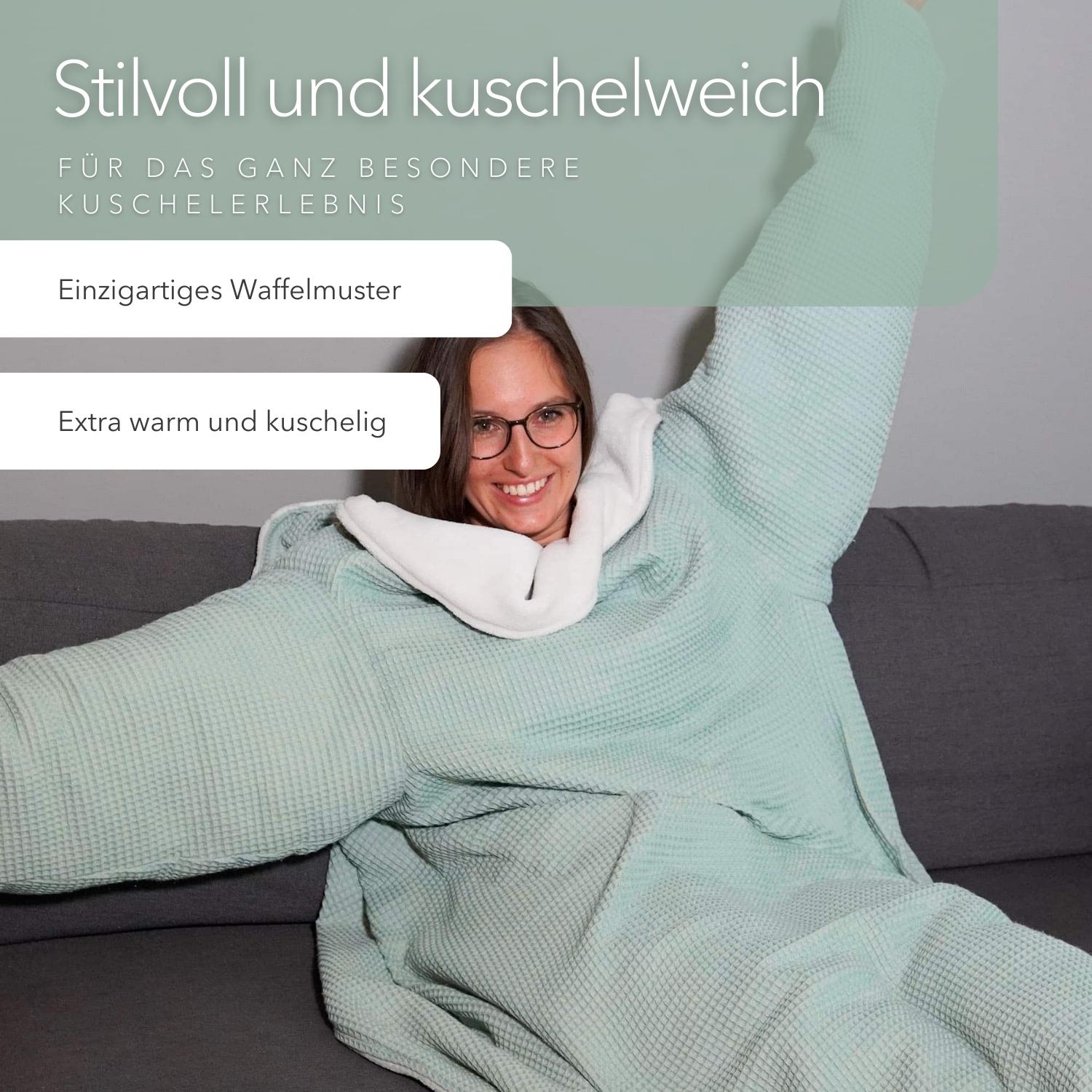 Kuscheldecke mit Ärmeln · Vollkommen · Mint · Sandweiß