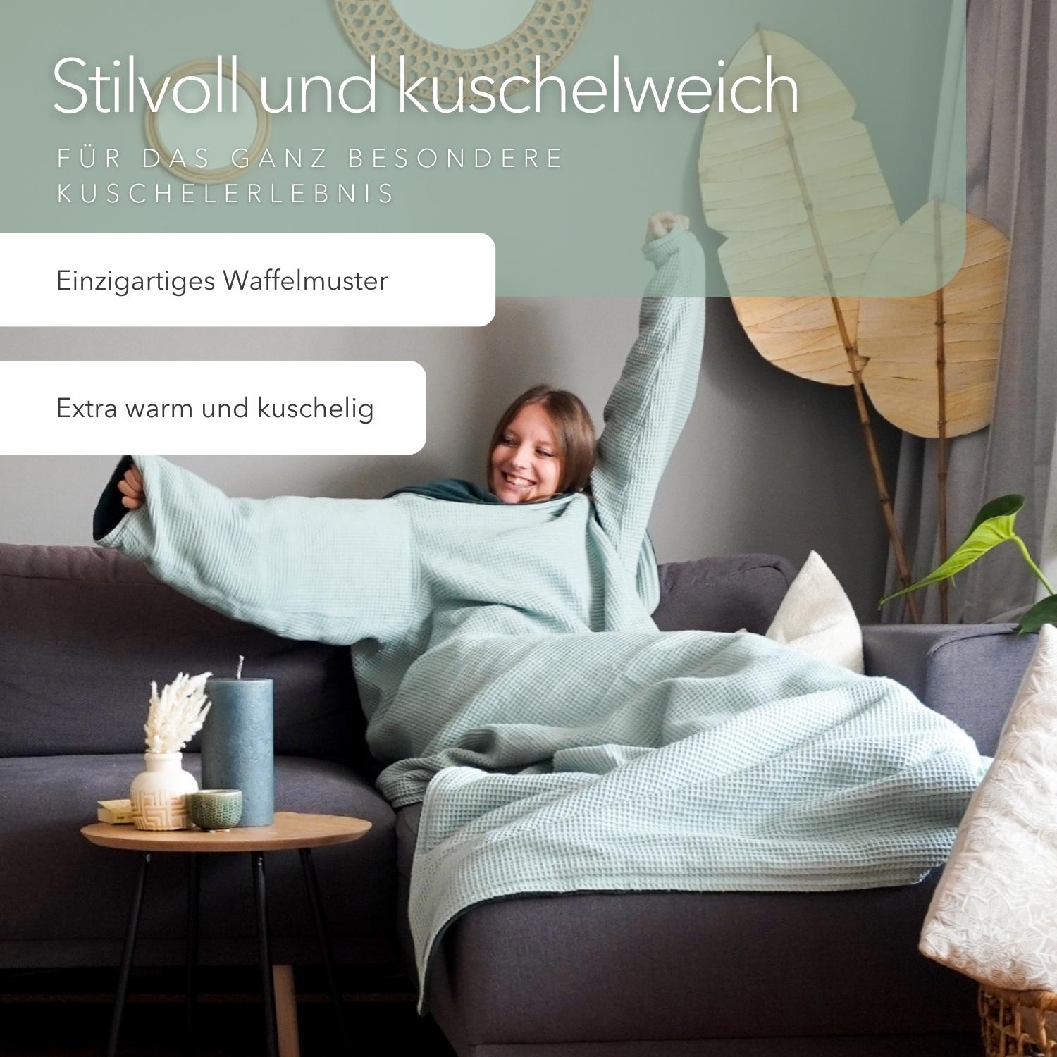 Kuscheldecke mit Ärmeln • Vollkommen • 145 x 210 cm • Mint • Smaragdgrün