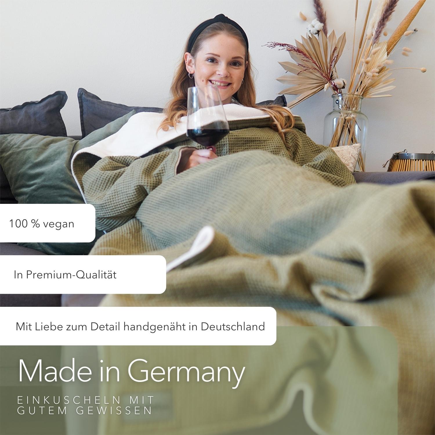 Kuscheldecke mit Ärmeln · Vollkommen · Oliv · Sandweiß