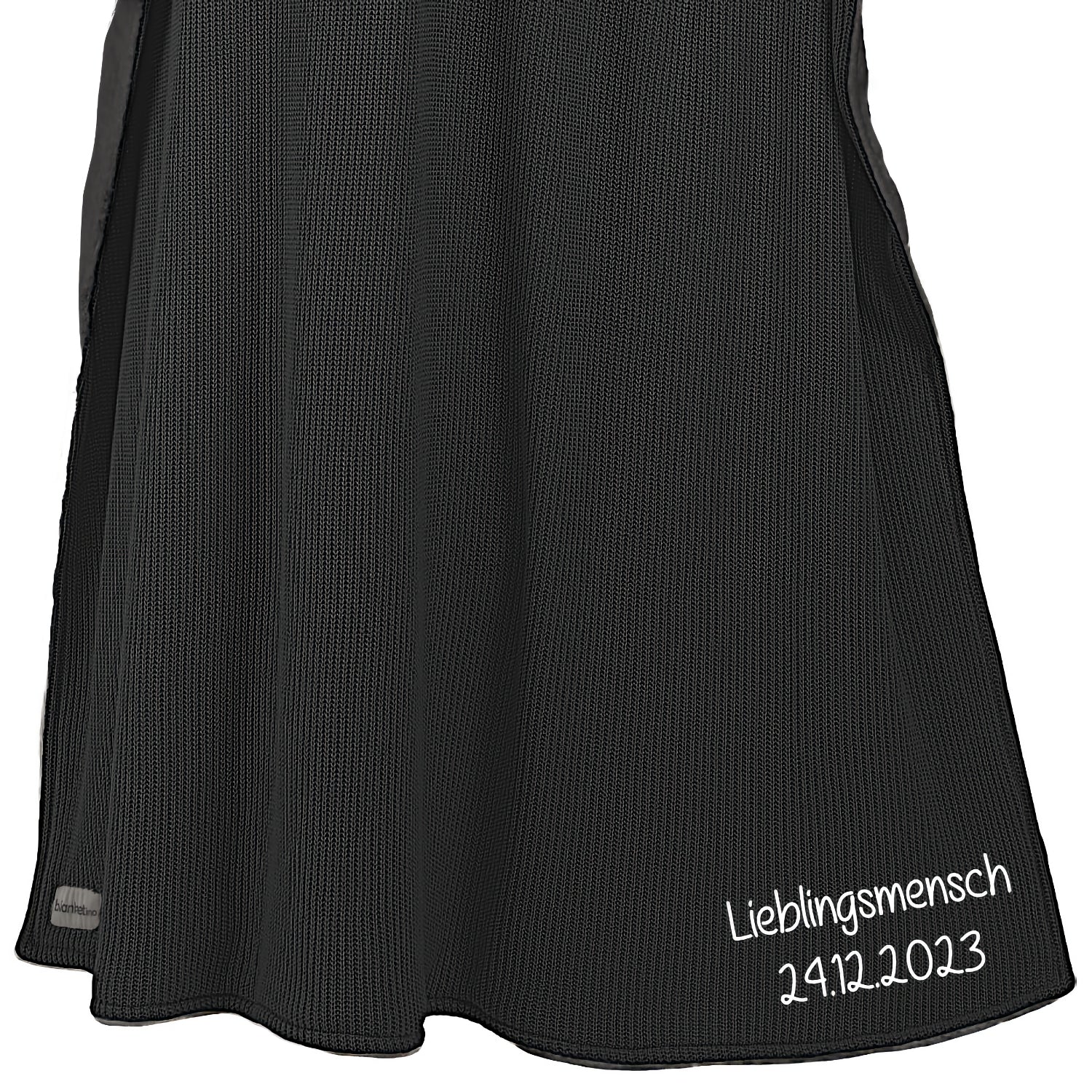 Kuscheldecke mit Baumwollstrick • Dunkelgrau
