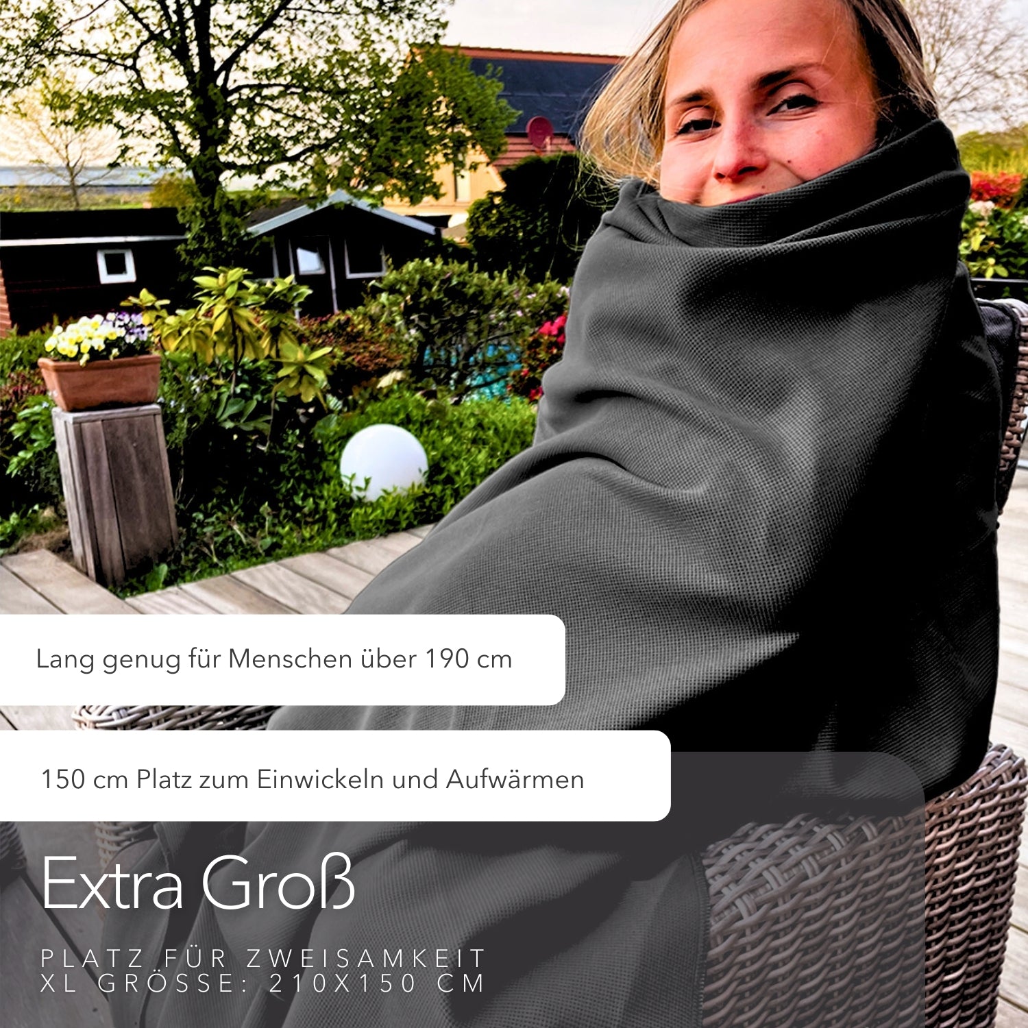 Leichte Baumwolldecke • 150 x 210 cm • Anthrazit