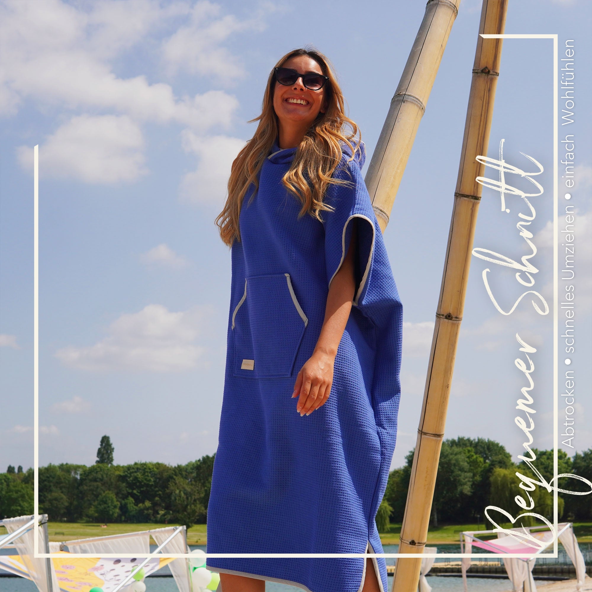 Poncho für Strand und Sauna • Azurblau