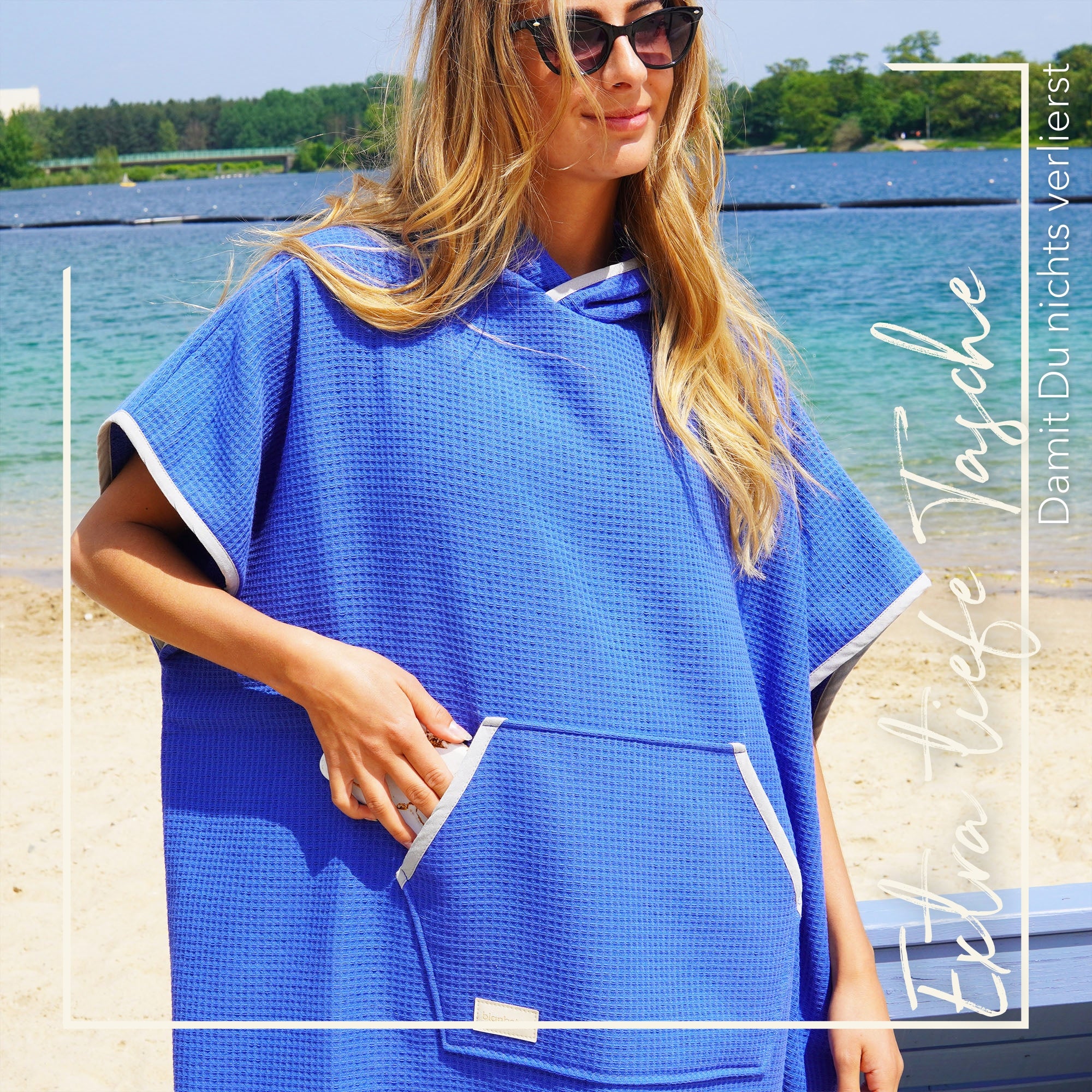 Poncho für Strand und Sauna • Azurblau