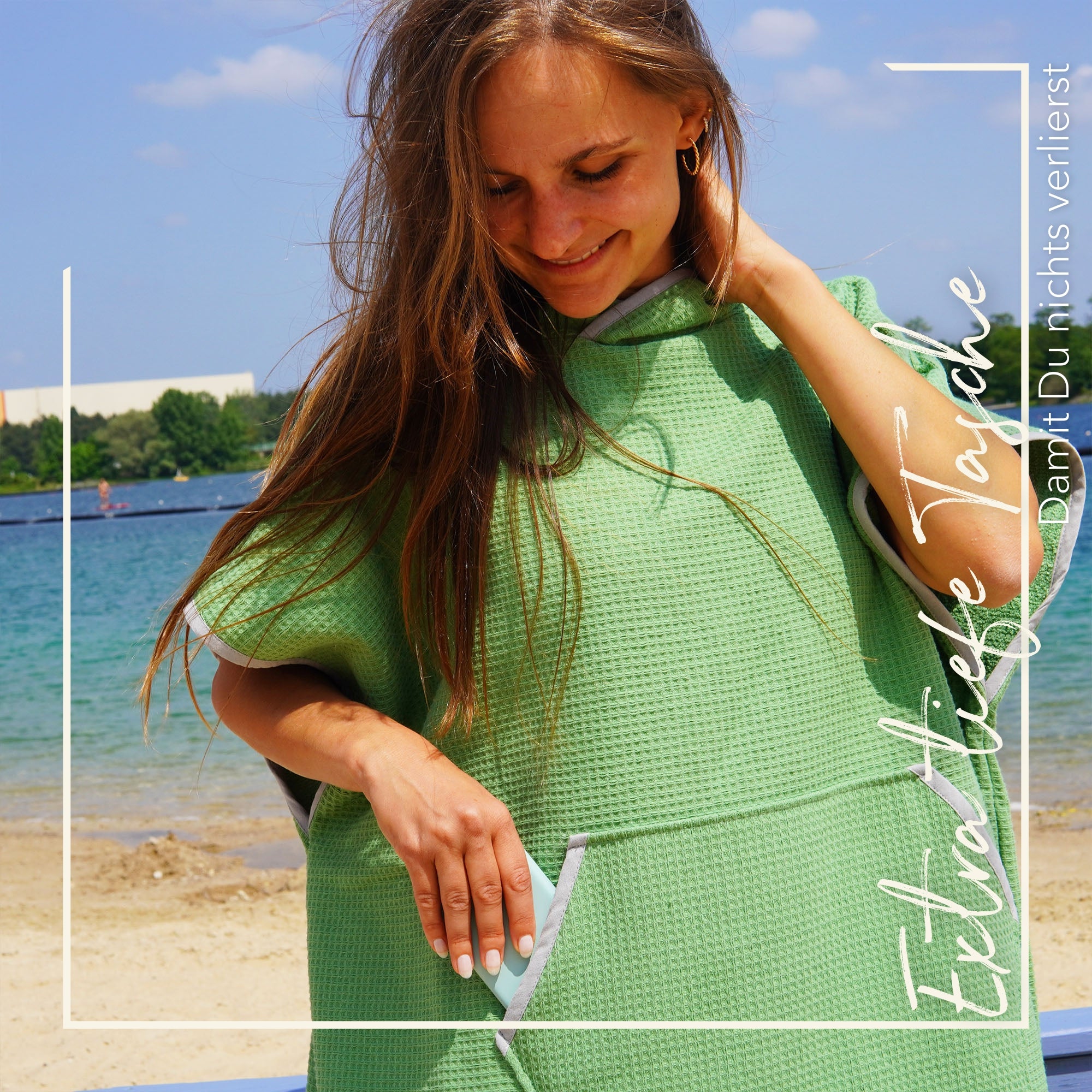 Poncho für Strand und Sauna • Seegrasgrün