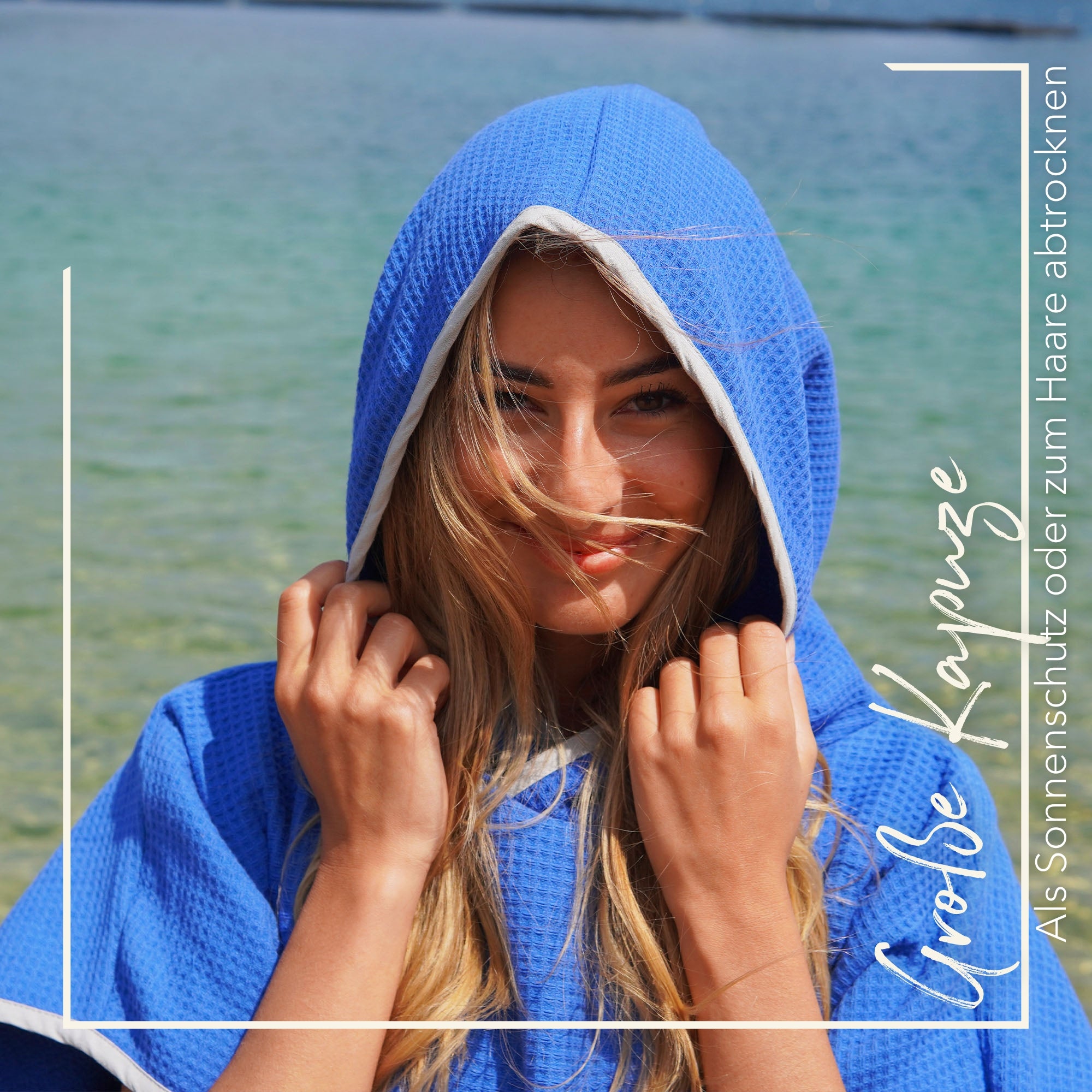 Poncho für Strand und Sauna • Azurblau