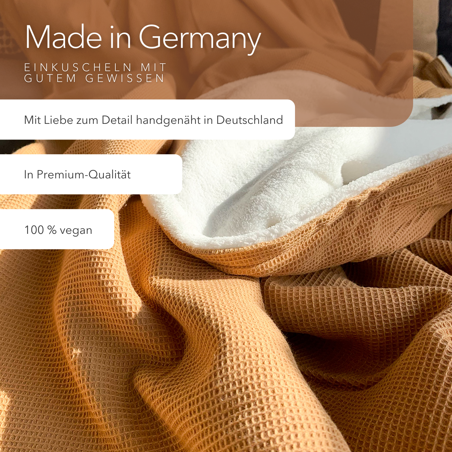 Kuscheldecke • Mini Waffel • 145 x 210 cm • Kamel • Sandweiß