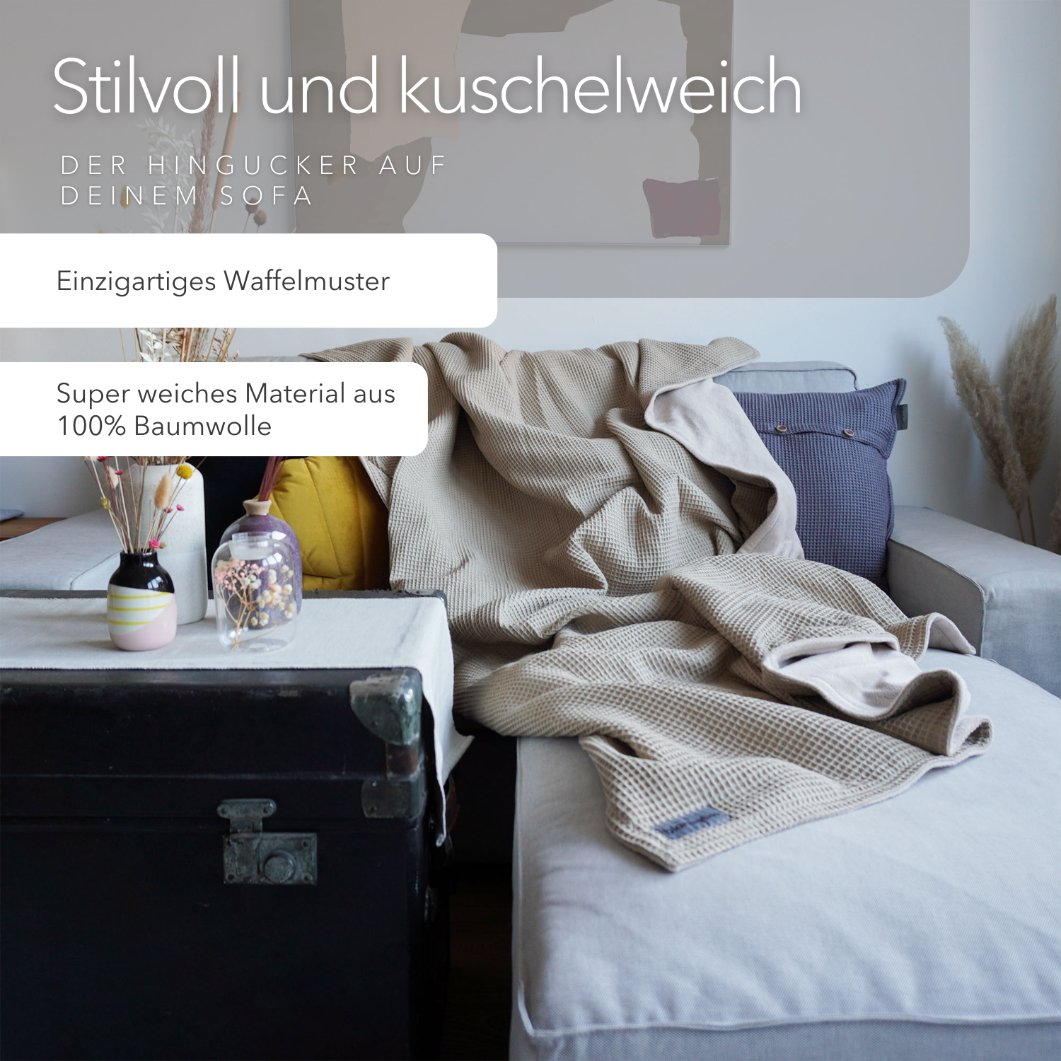 Kuscheldecke "Natur" • 210 x 140 cm • Latte Macchiato • Beige