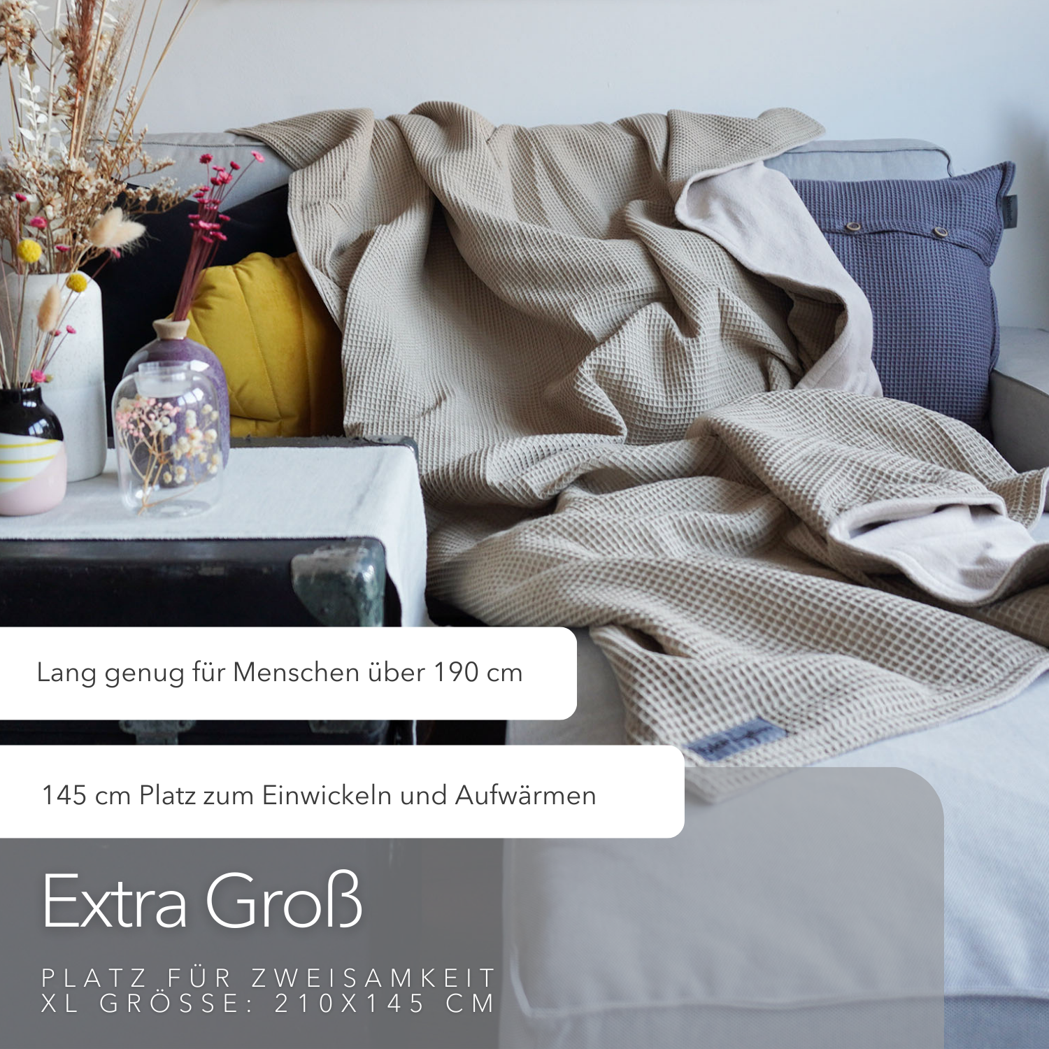 Kuscheldecke "Natur" • 210 x 140 cm • Latte Macchiato • Beige