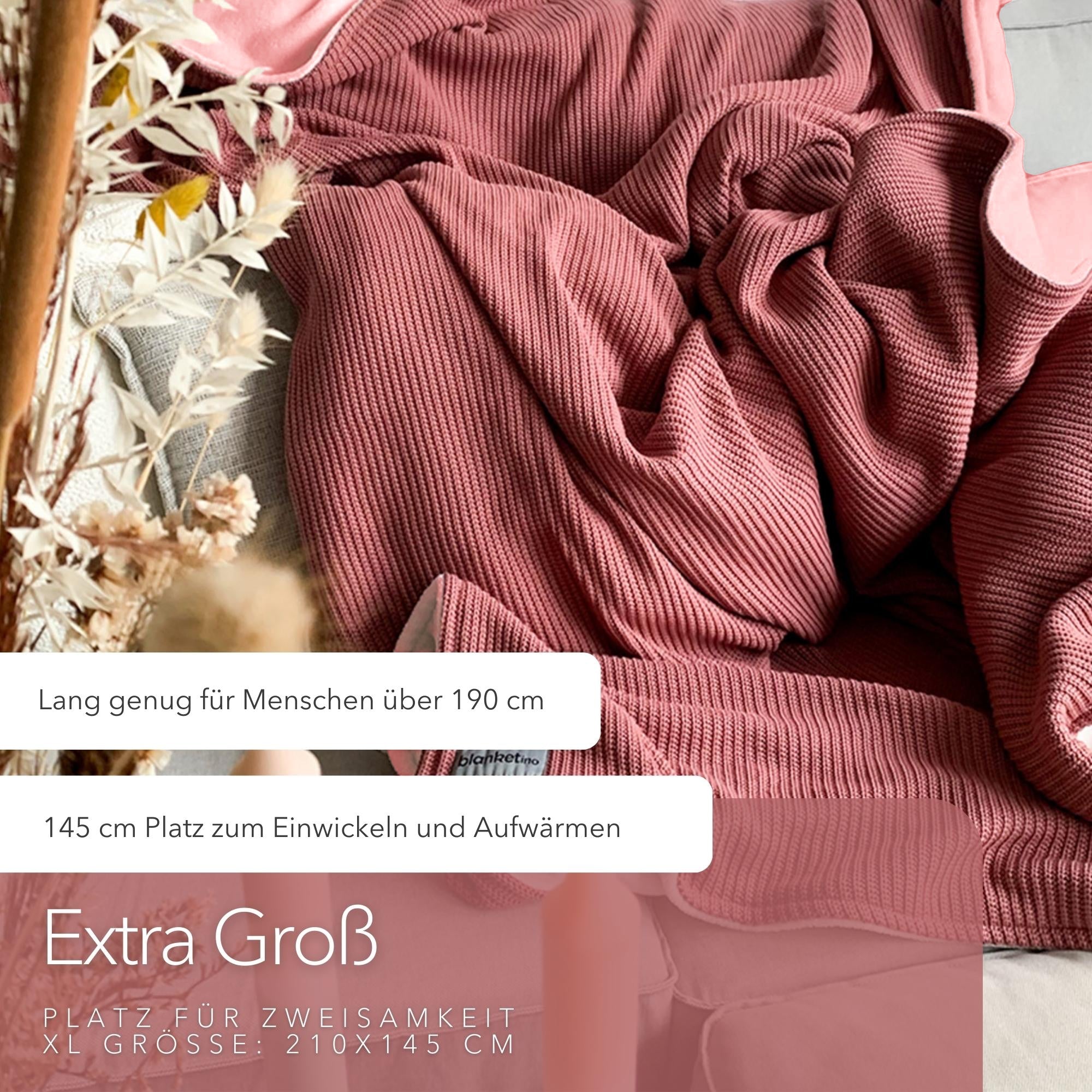 Kuscheldecke mit Baumwollstrick • Mauve