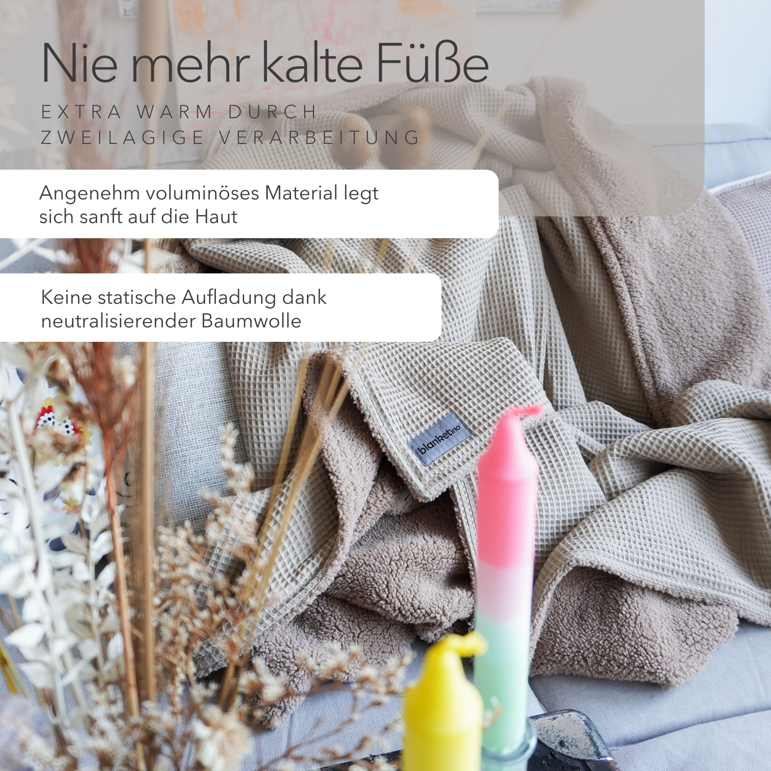 Kuscheldecke mit Teddy-Fleece • Latte Macchiato • Beige • 145 x 210 cm