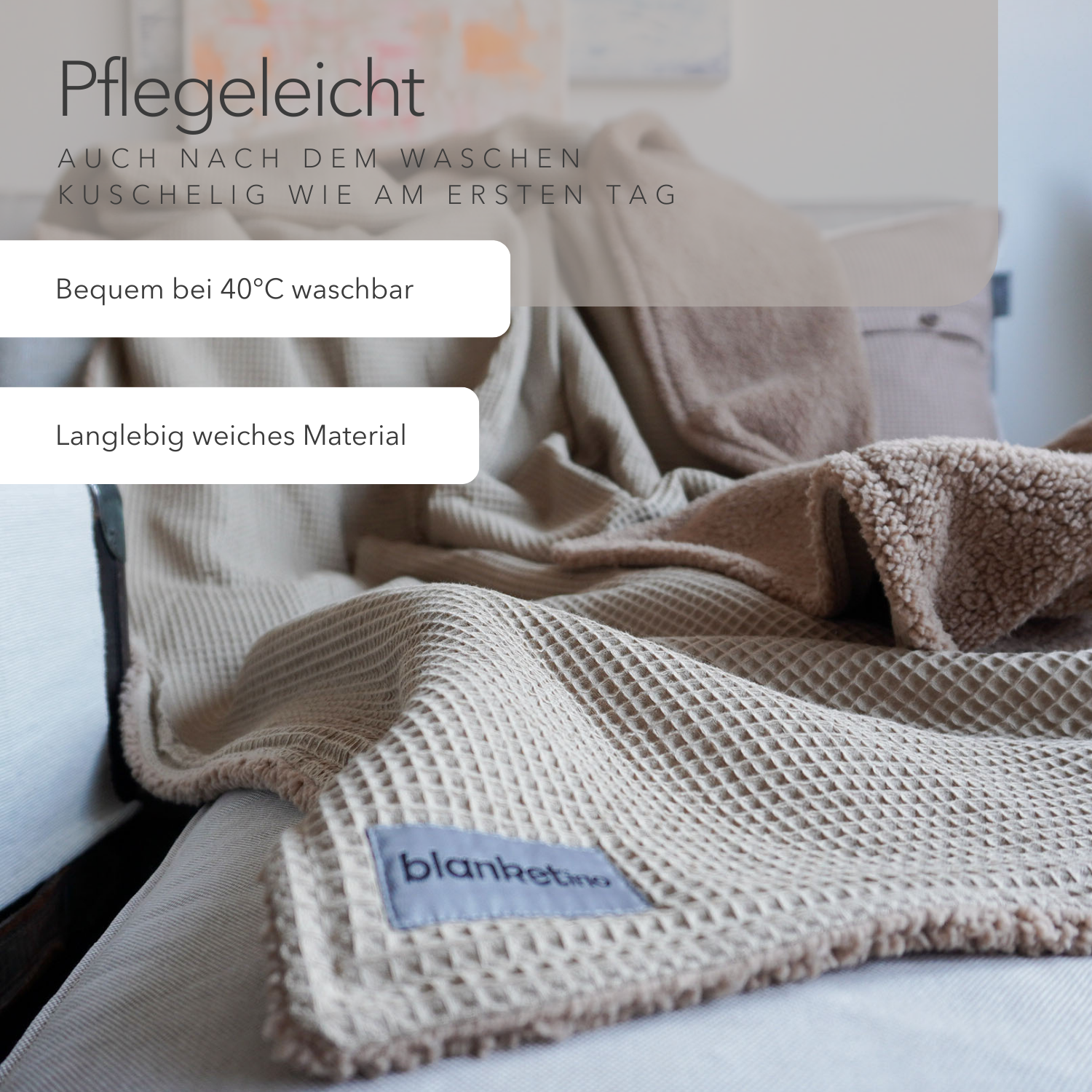 Kuscheldecke mit Teddy-Fleece • Latte Macchiato • Beige • 145 x 210 cm